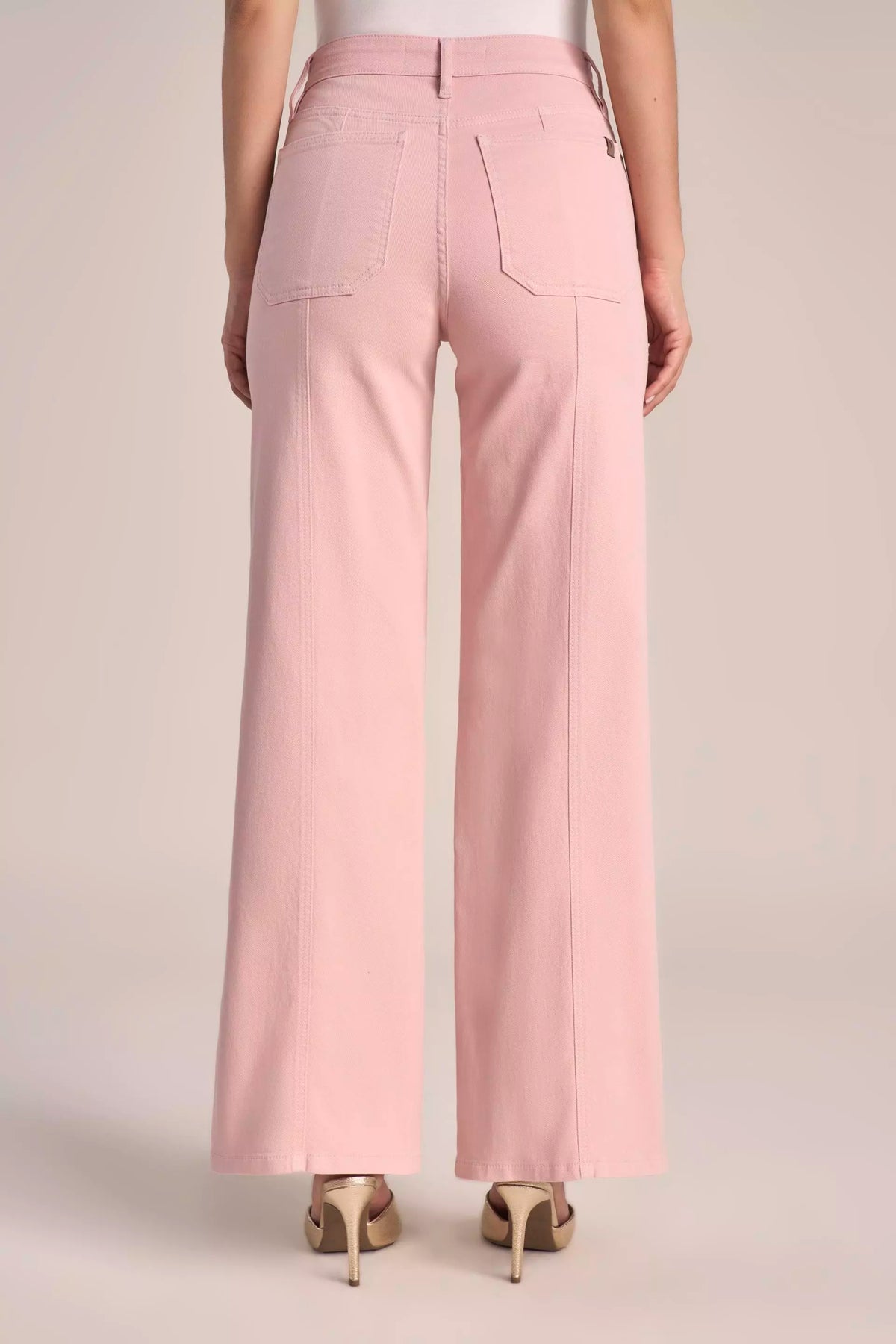 Calça Sarja Color Wide Leg Cintura Intermediária com Recortes