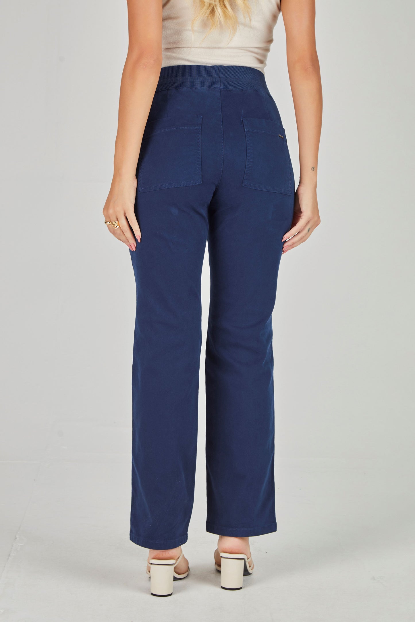 calça malha color reta comfort cintura intermediária cós tricot