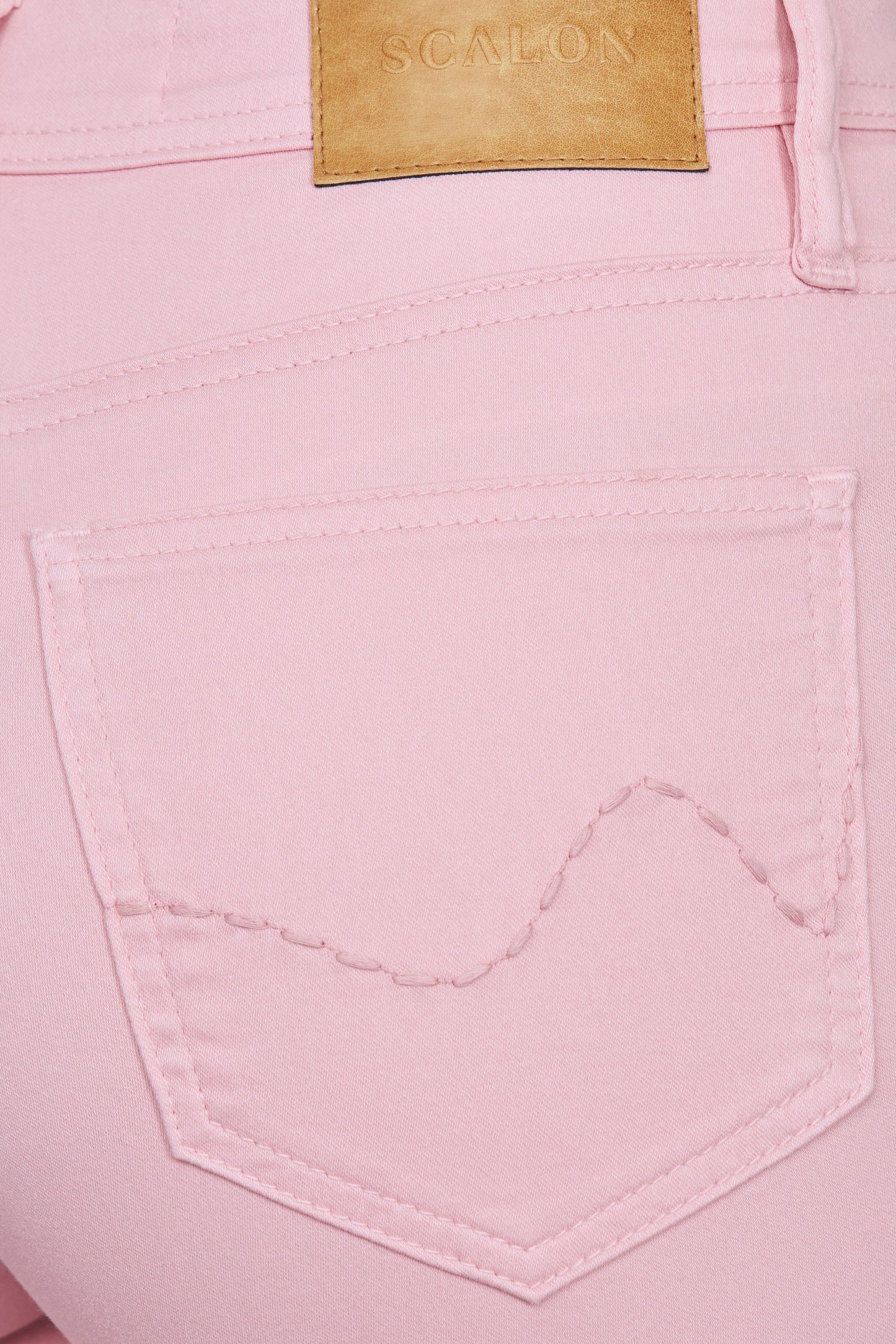 calça sarja color reta cintura intermediária básica