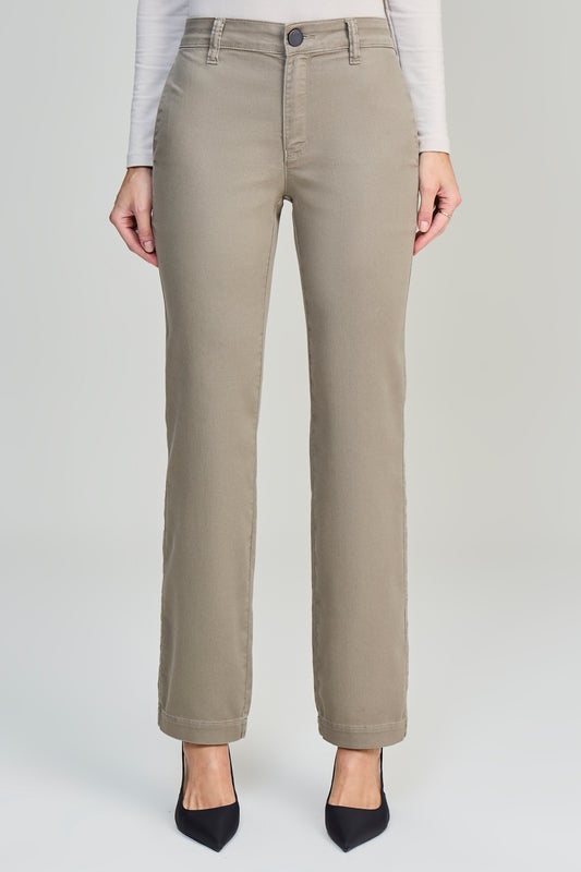 calça  sarja color reta cintura intermediária alfaiataria