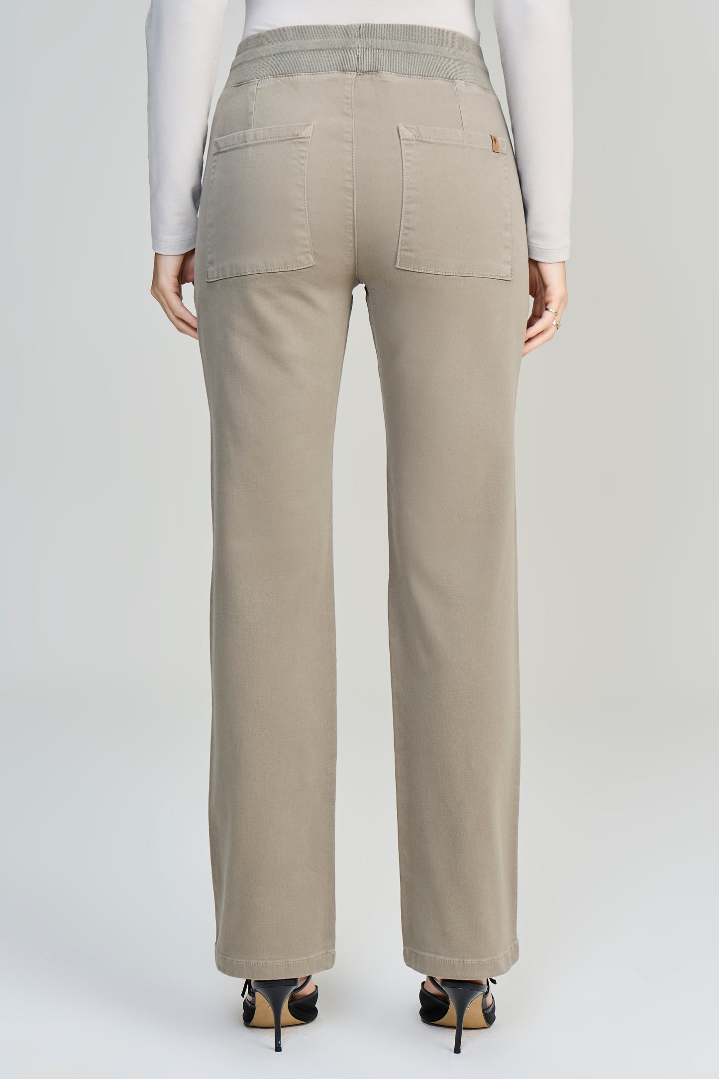 calça malha color reta comfort cintura intermediária cós tricot