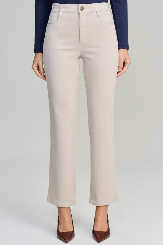 calça malha color reta cintura intermediária com elástico