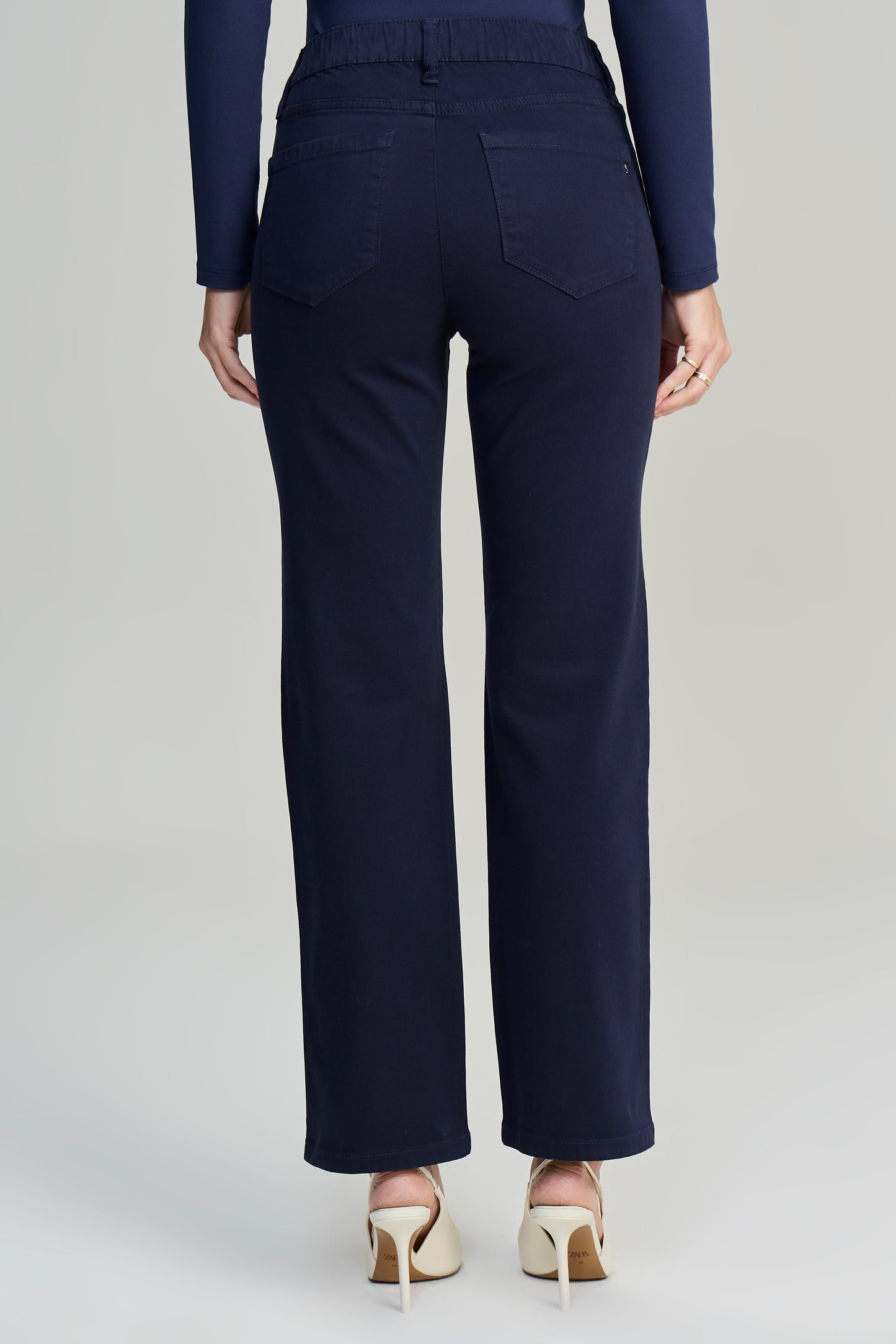 calça malha color reta cintura intermediária com elástico