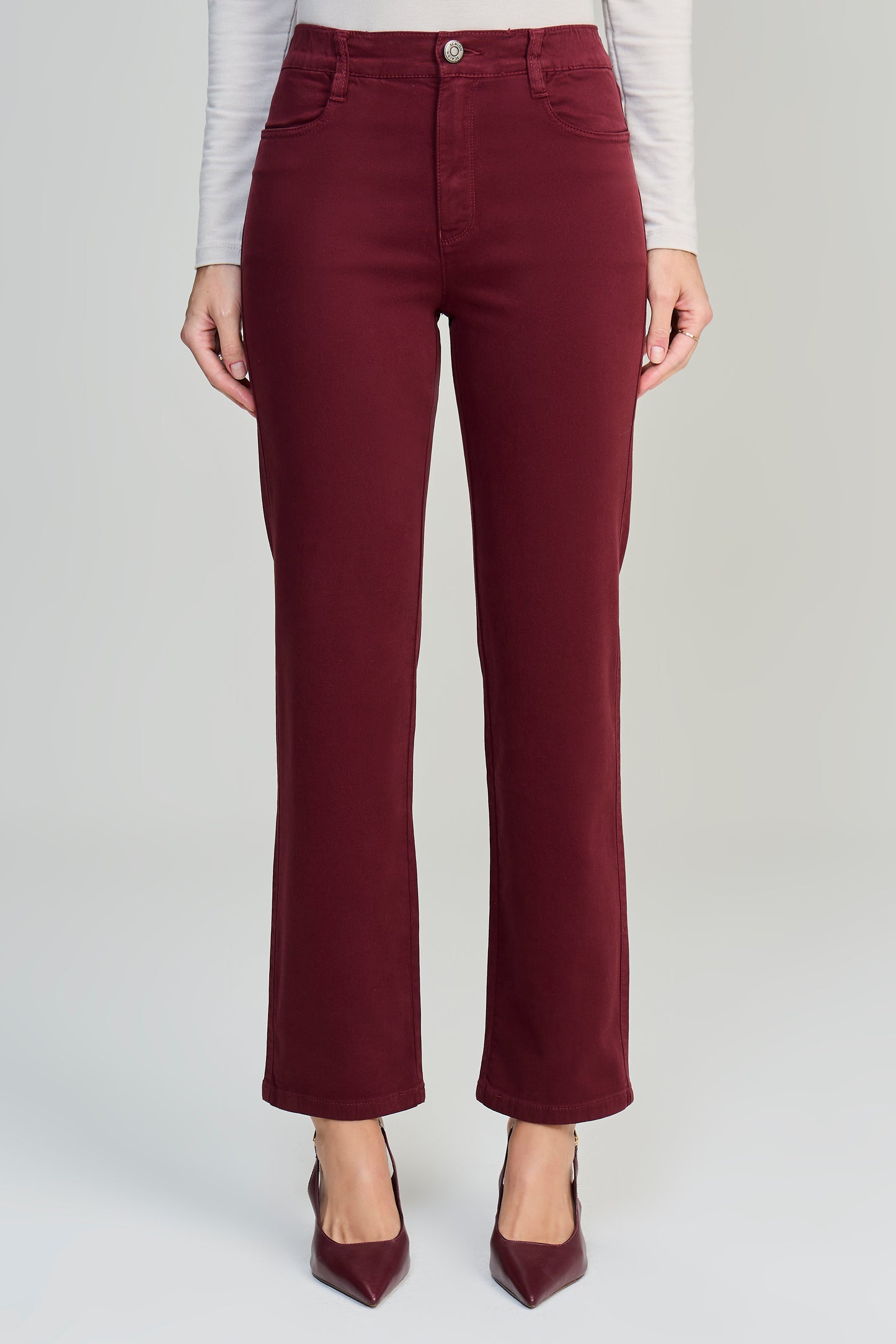 calça malha color reta cintura intermediária com elástico