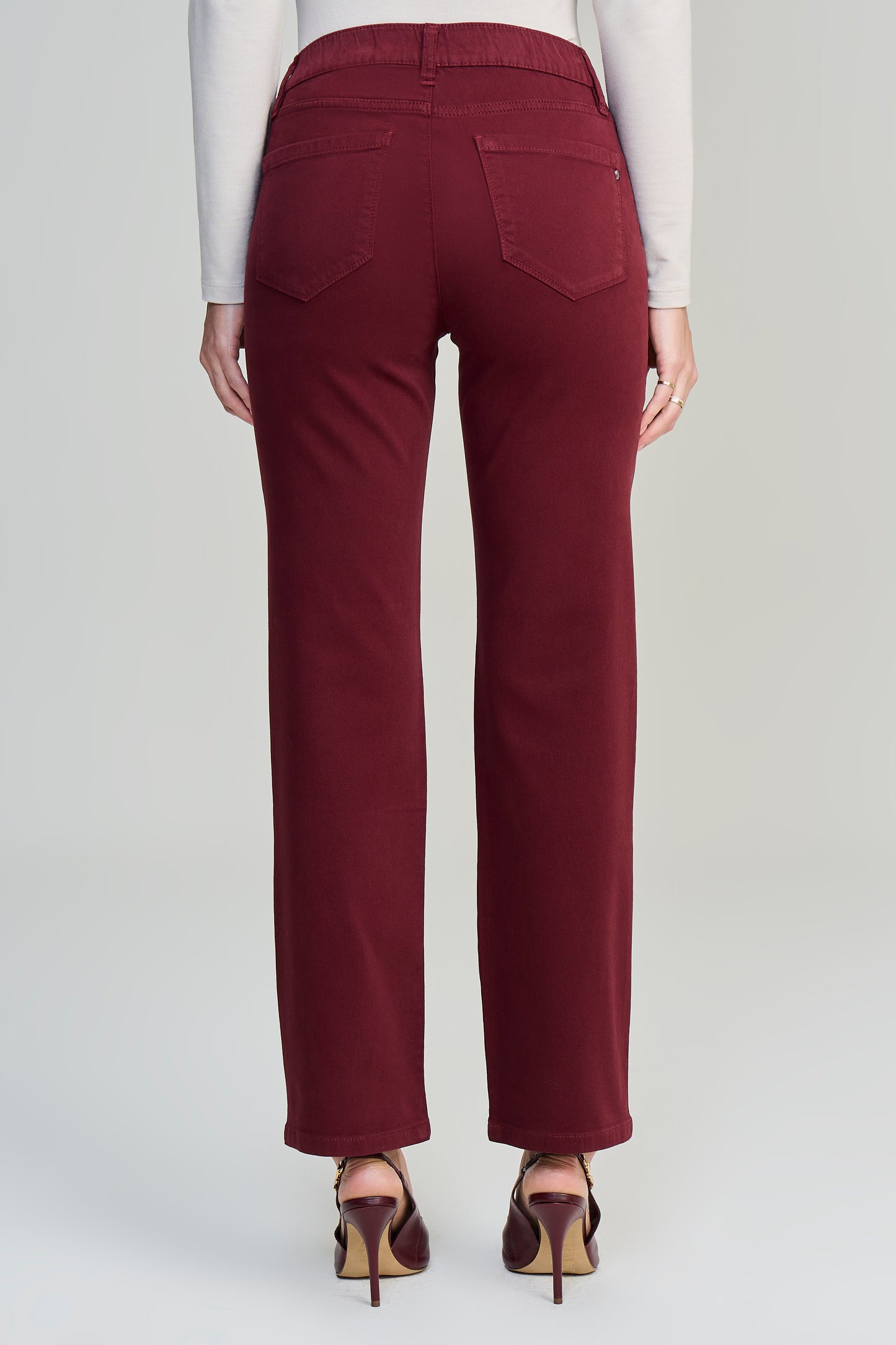 calça malha color reta cintura intermediária com elástico