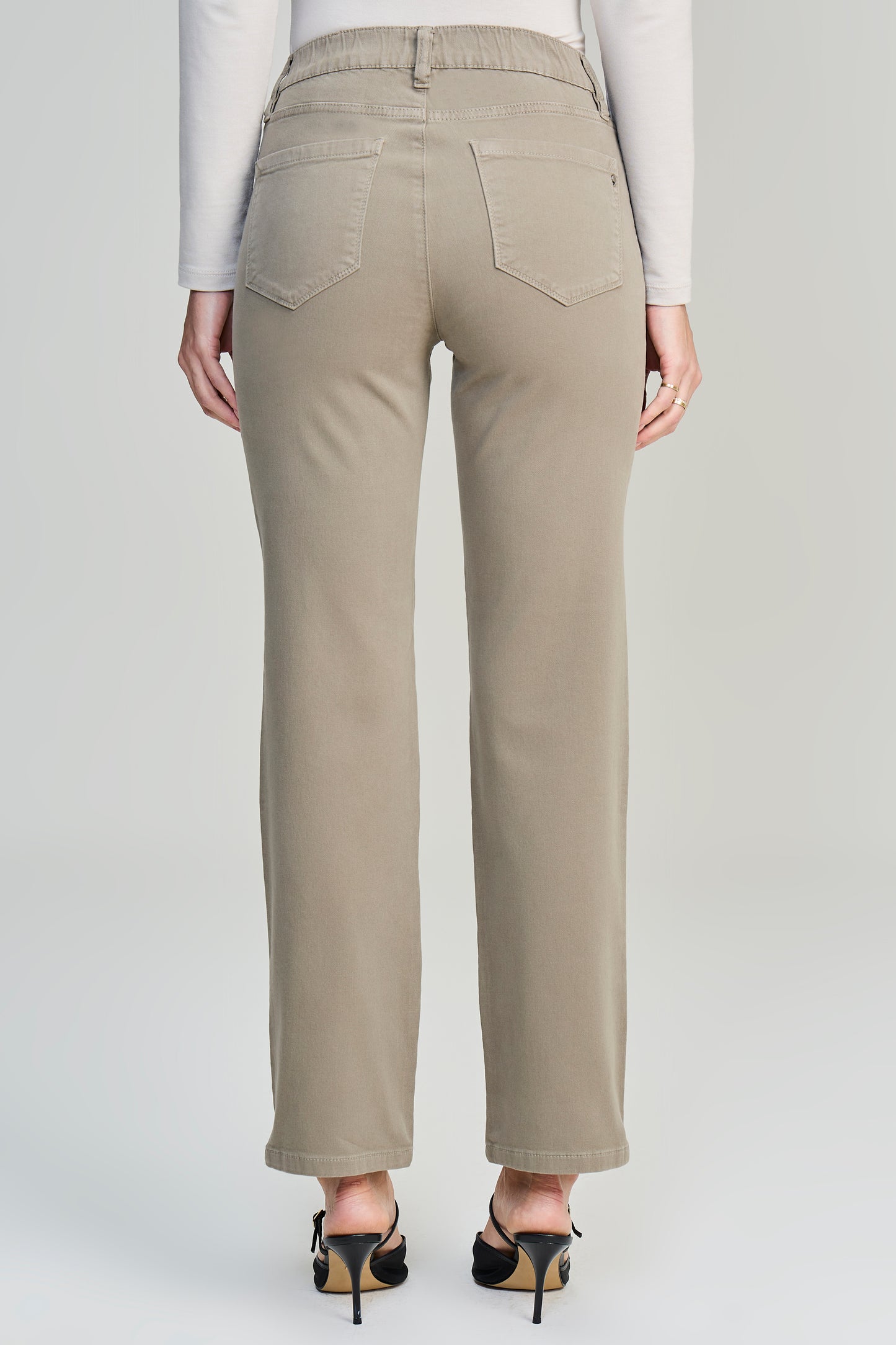 calça malha color reta cintura intermediária com elástico
