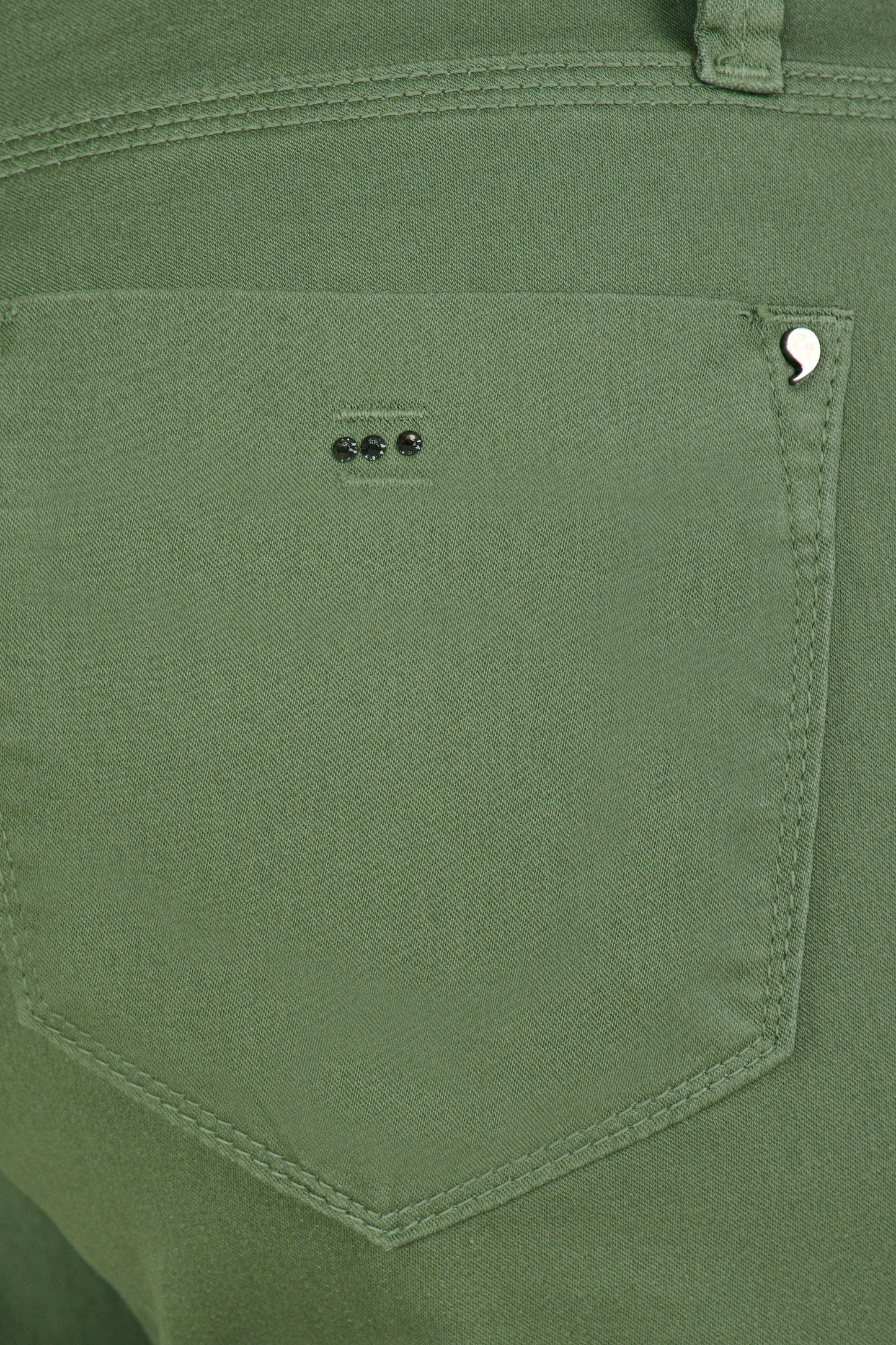 calça sarja color reta cintura intermediária com cristais