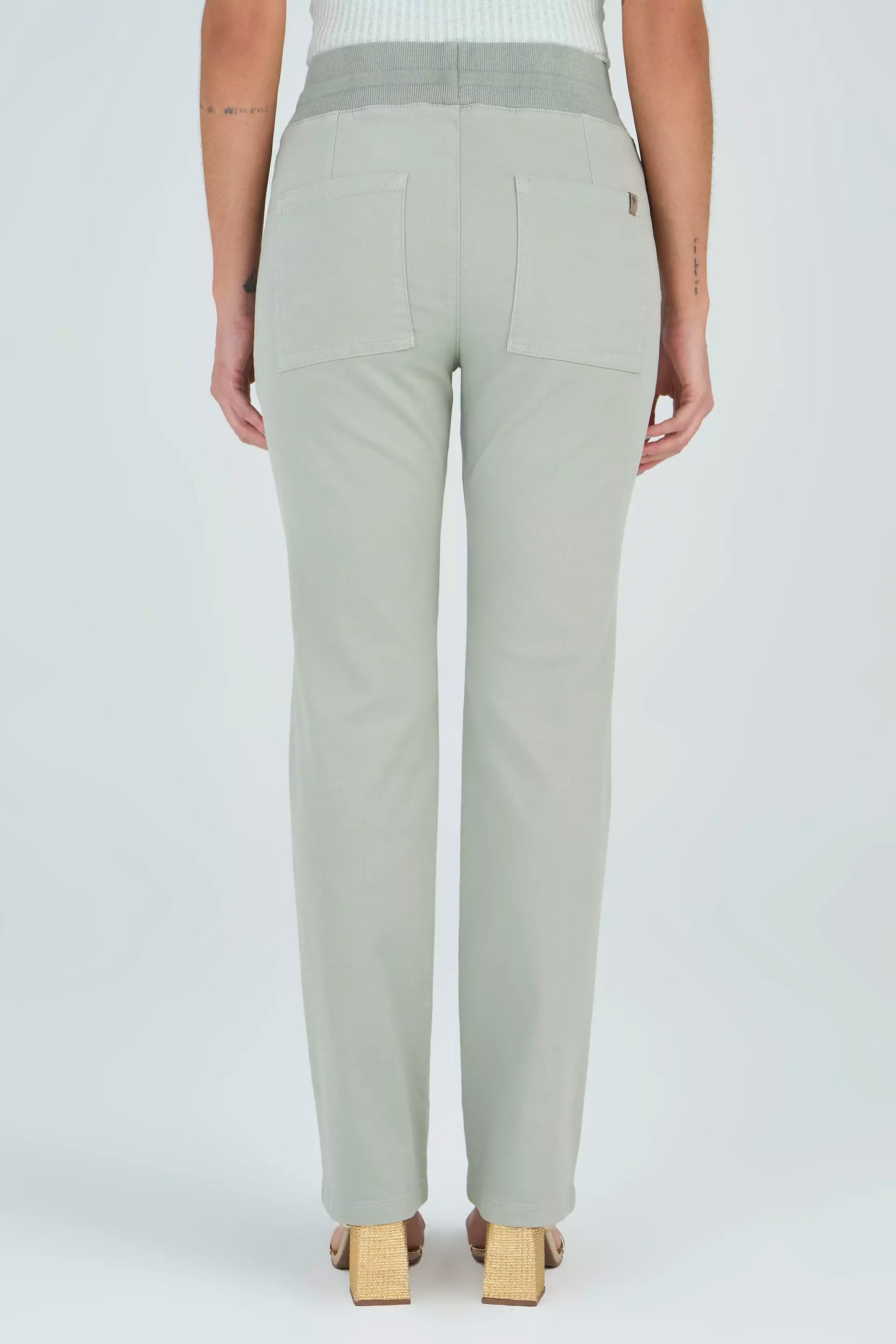 calça malha color reta comfort cintura intermedíaria cós tricot