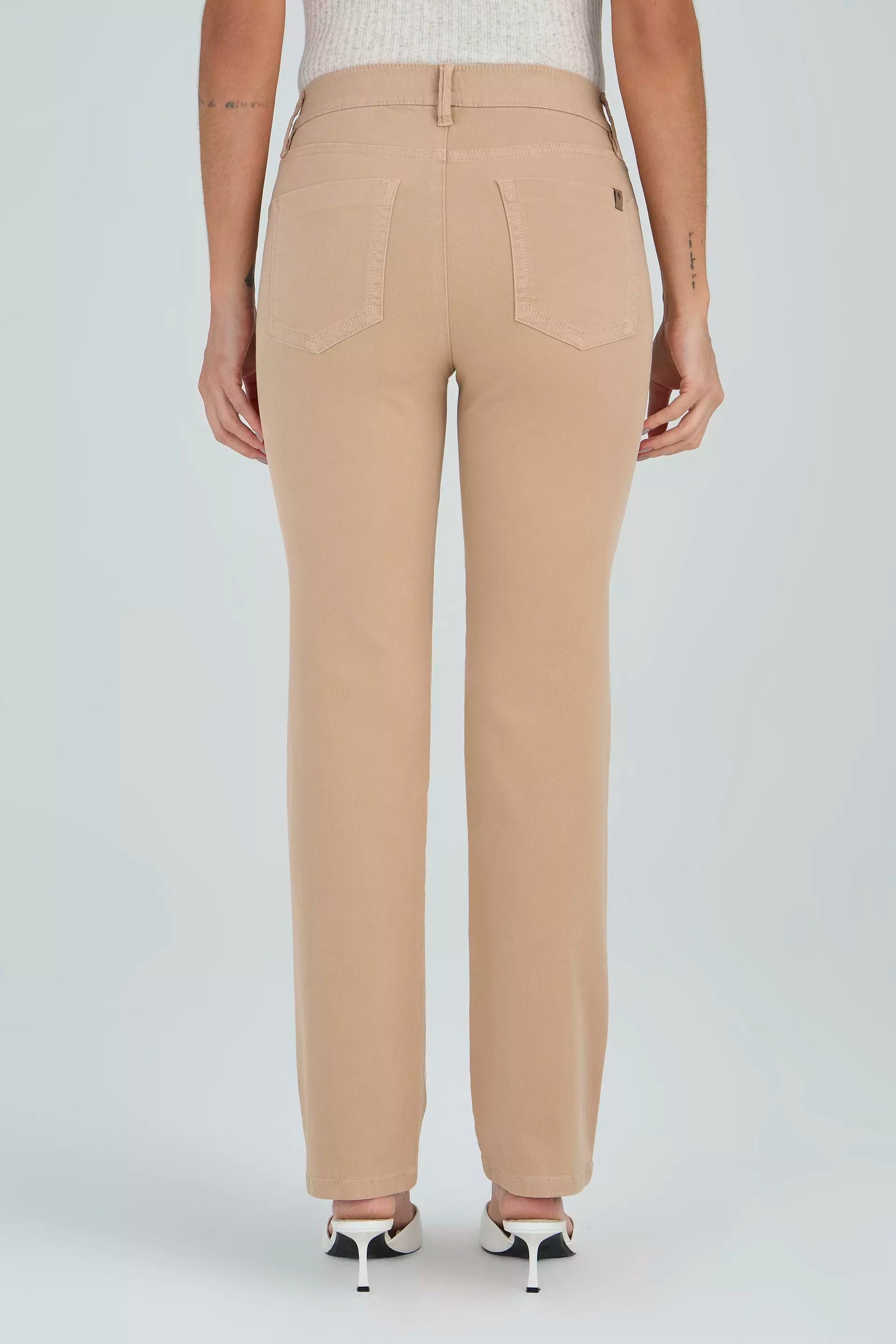 calça malha color reta cintura intermediária com elástico