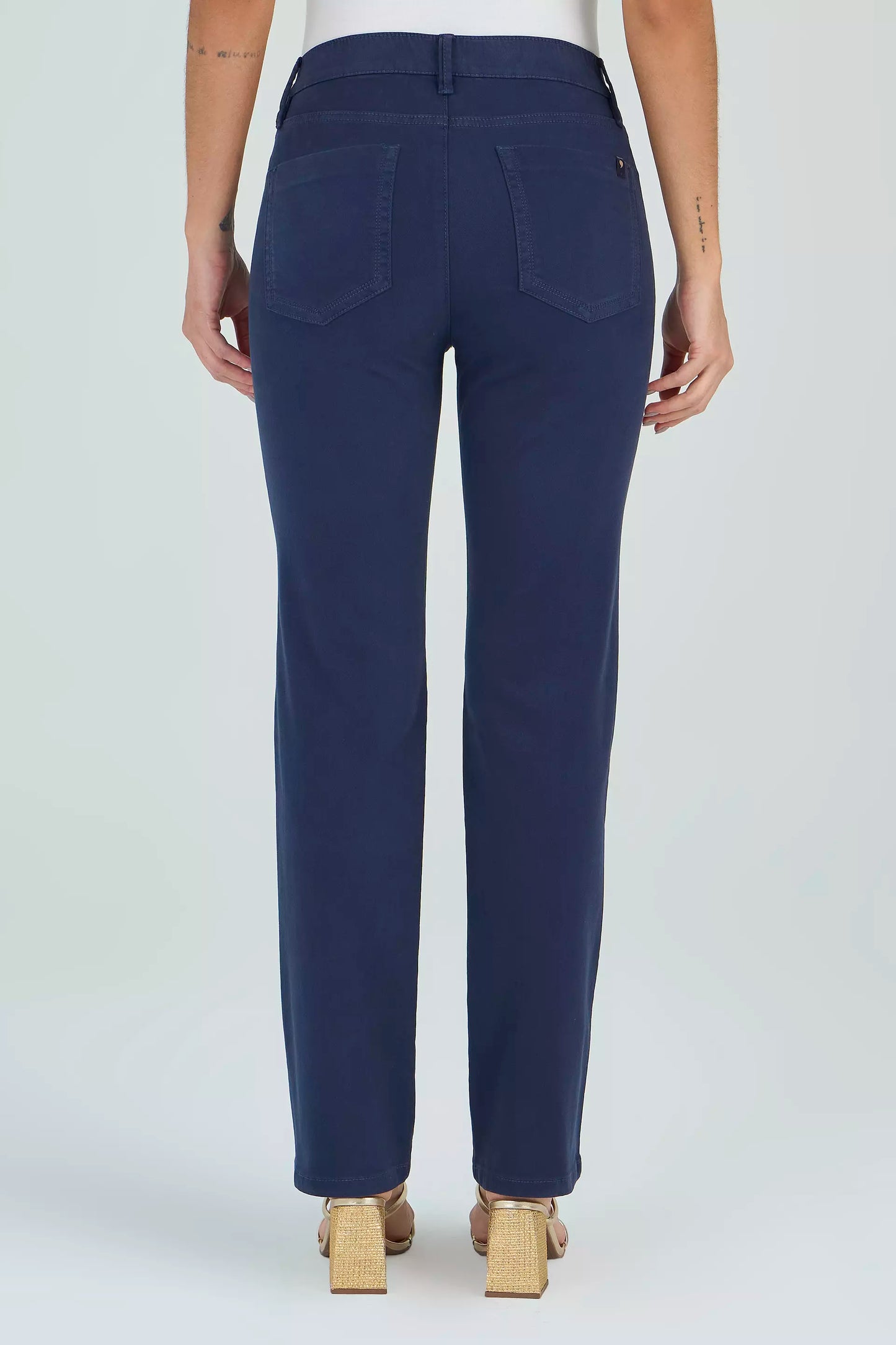 calça malha color reta cintura intermediária com elástico