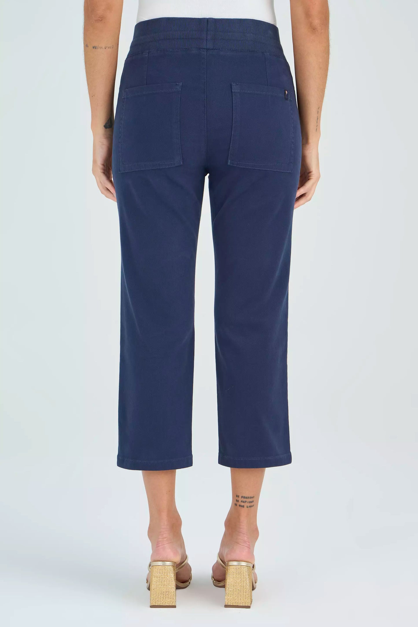 calça malha color cropped comfort cintura intermediária cós tricot
