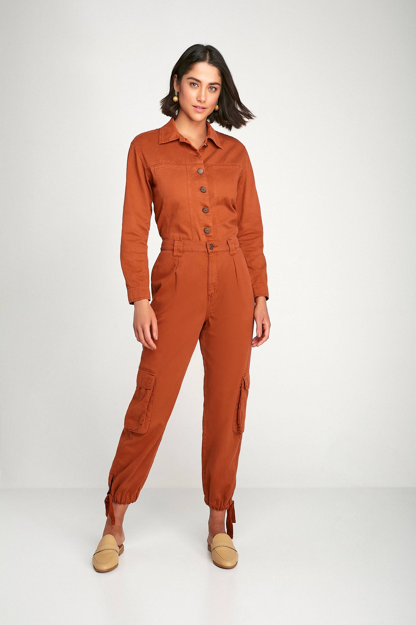 calça sarja pantcropped cintura alta com cadarço