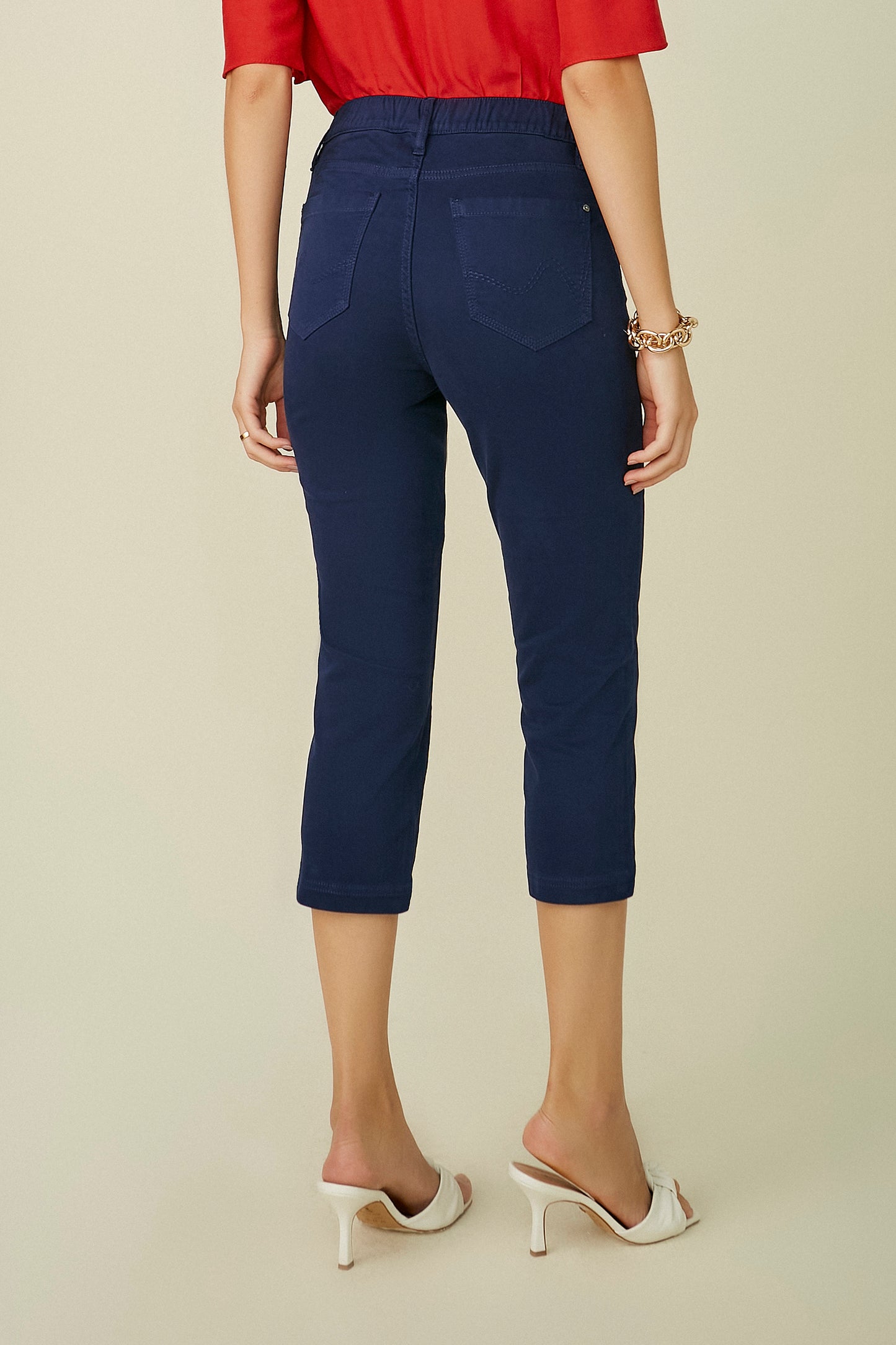calça malha color cropped cintura intermediária com elástico