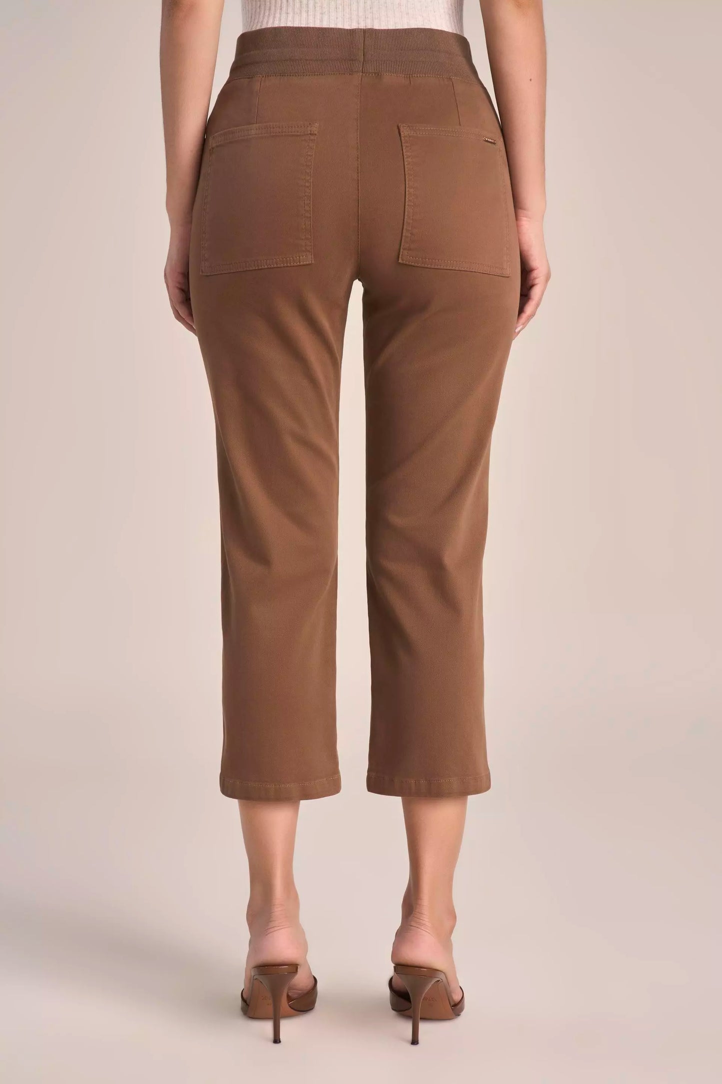 Calça Malha Color Cropped Comfort Cintura Intermediária Cós de Tricot