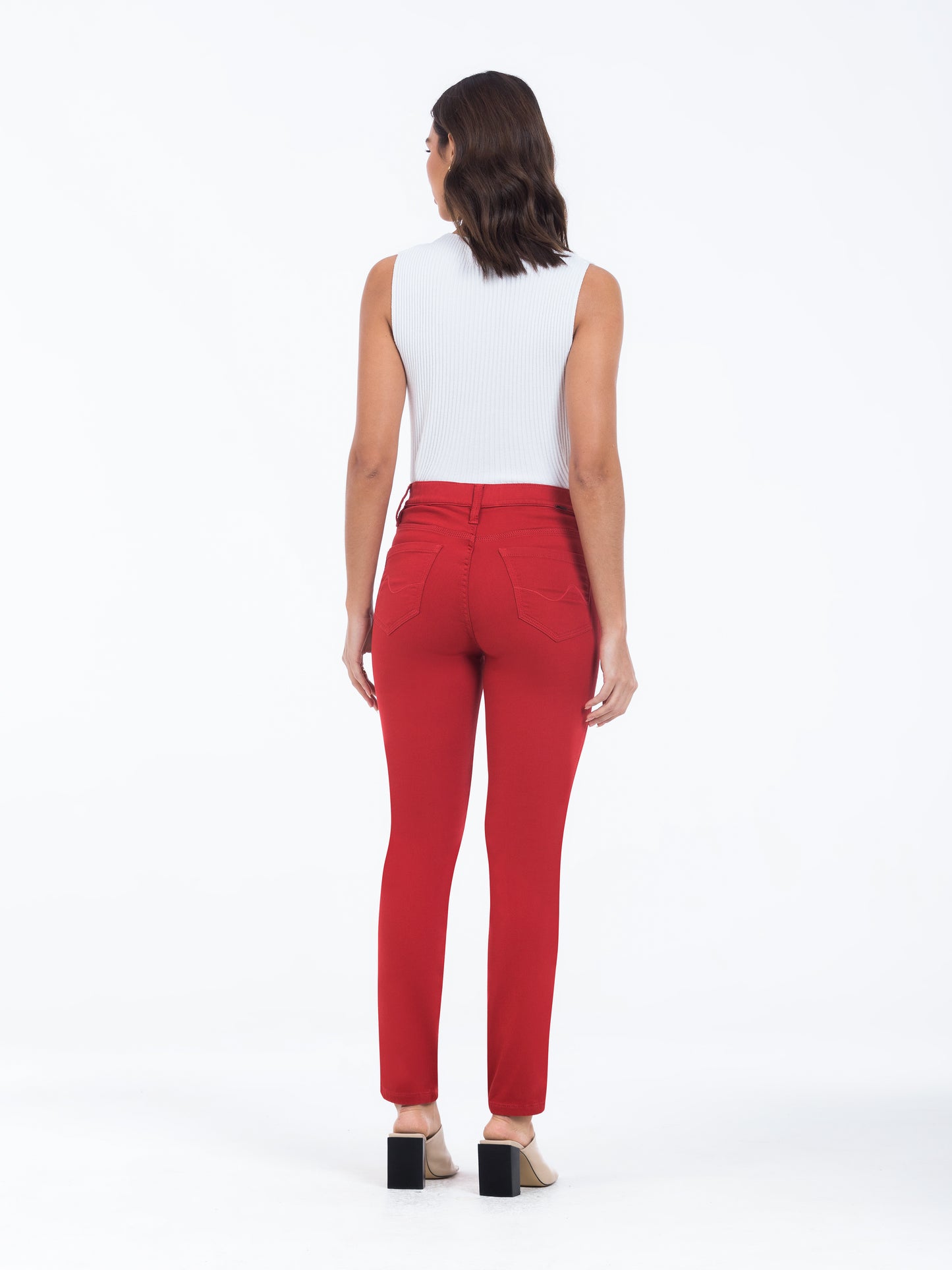 calça malha color skinny cós elástico