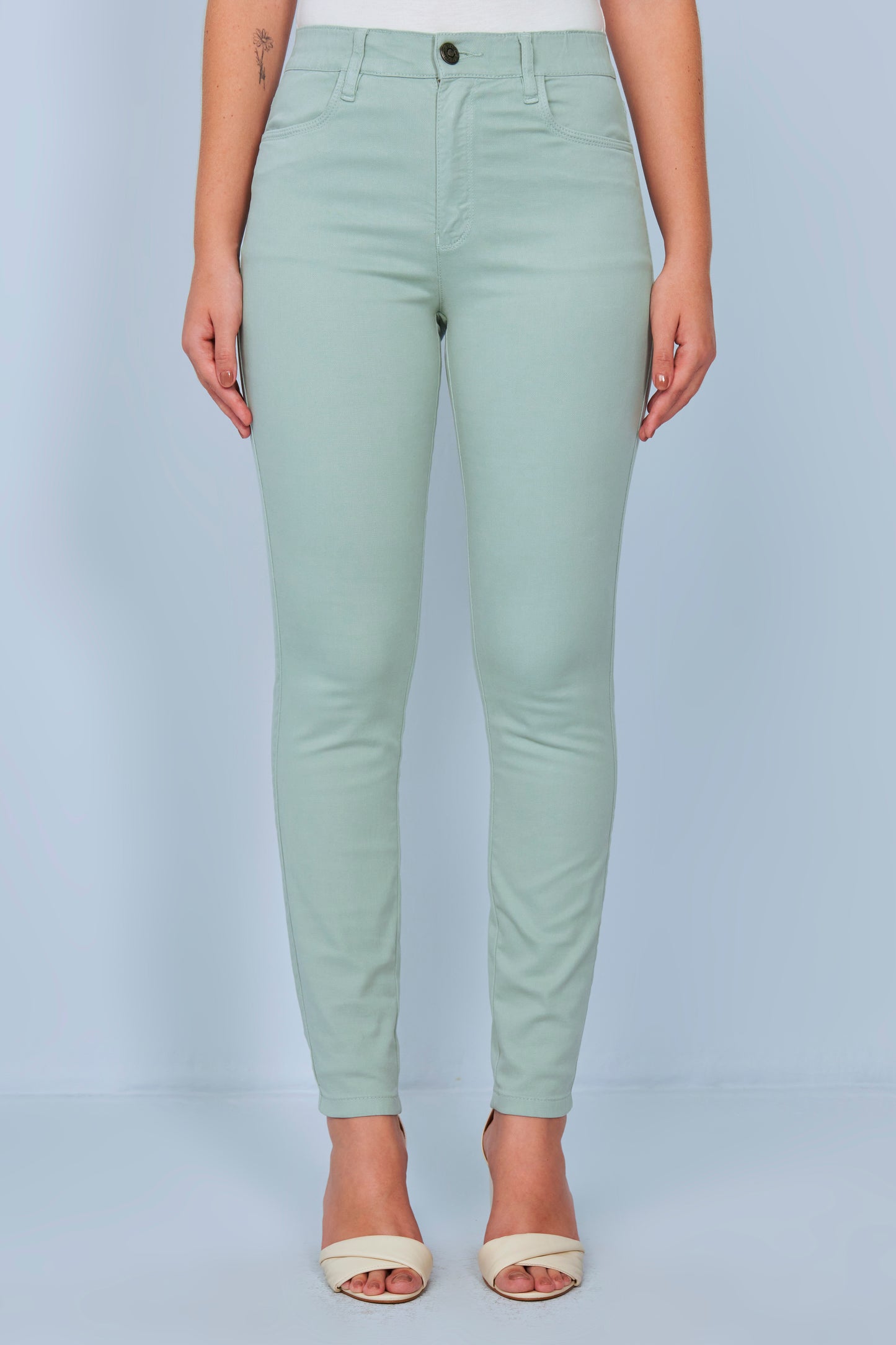 calça malha color skinny cintura intermediária com elástico