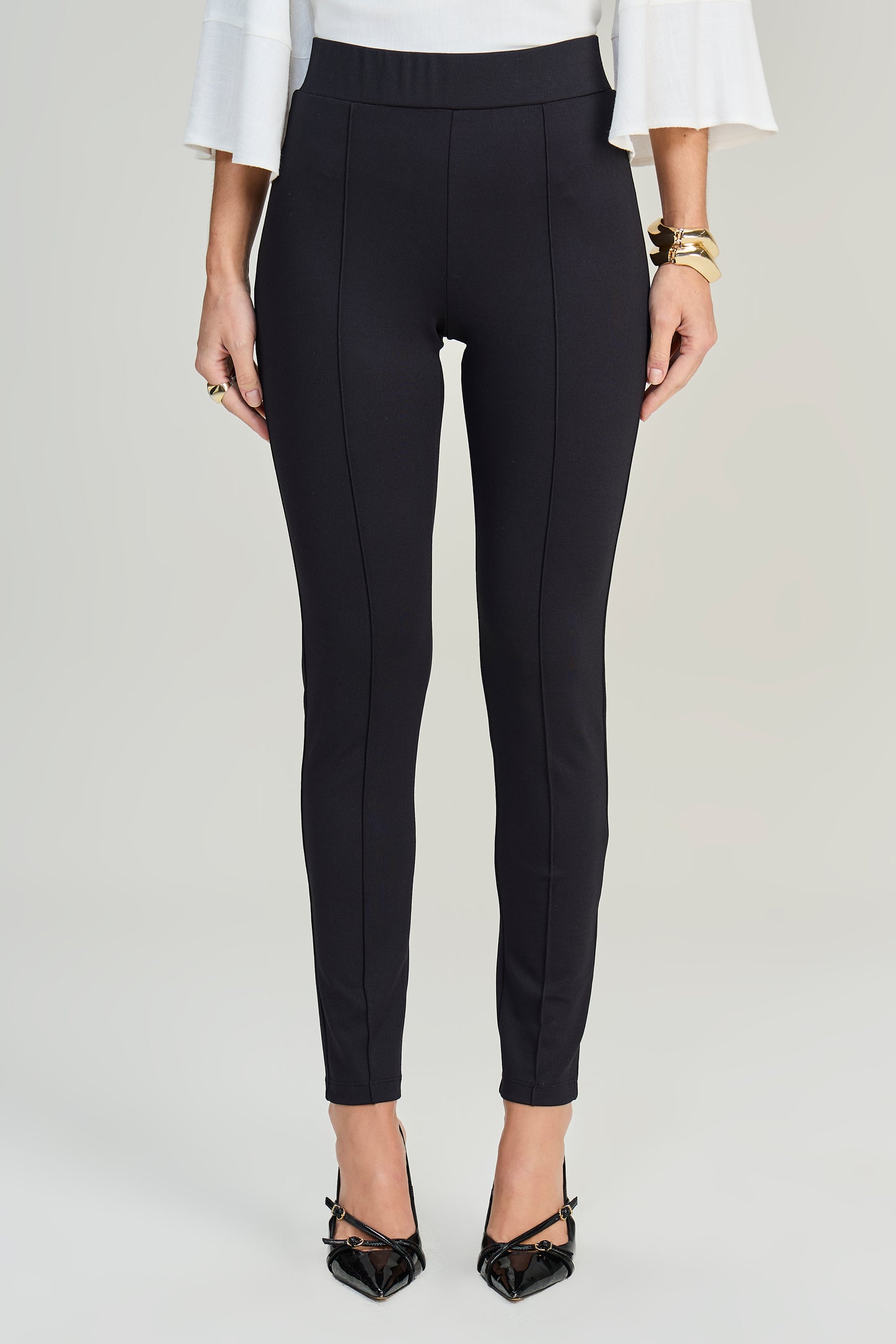 calça malha jegging cintura intermediária com nervura