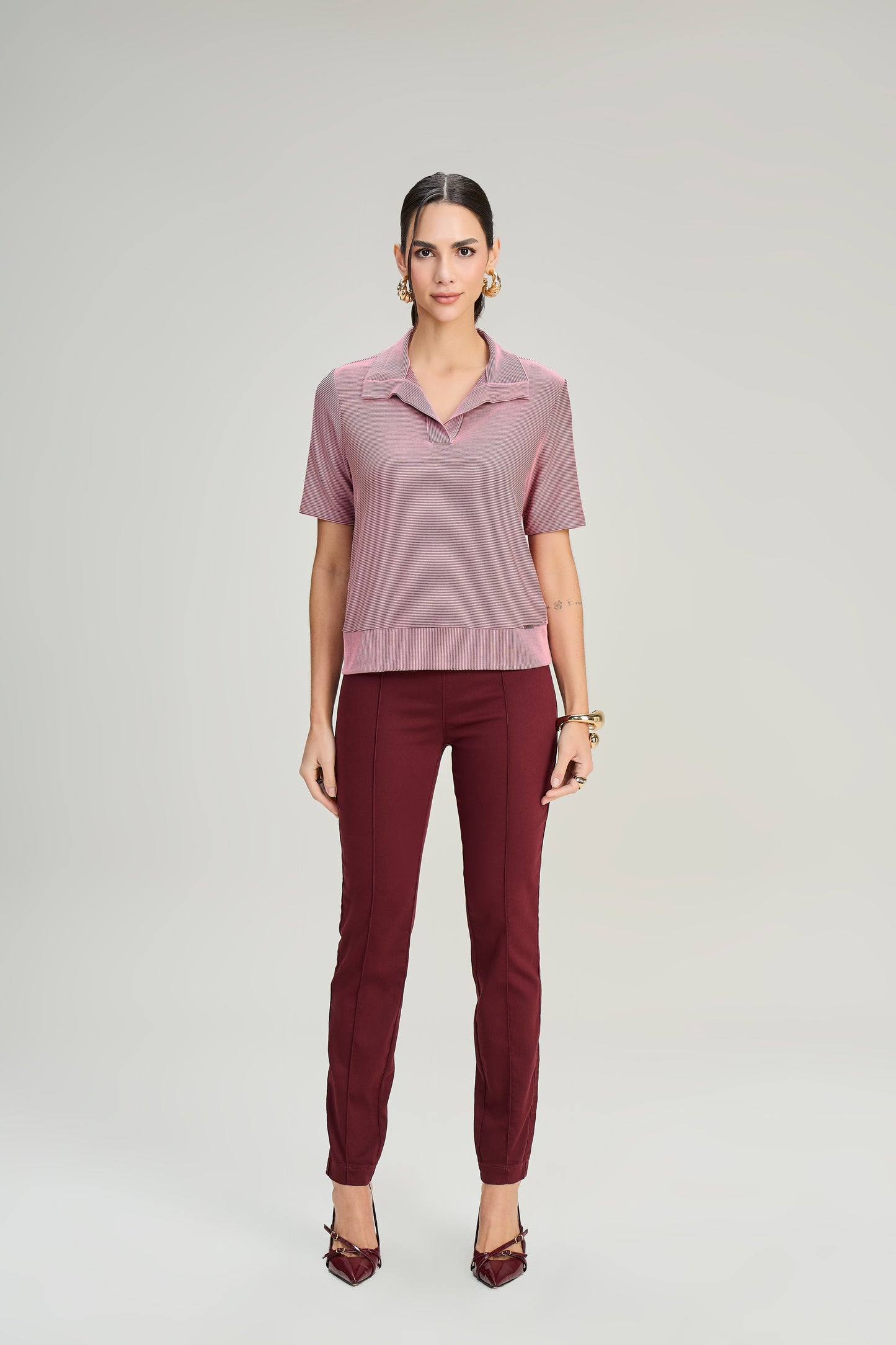calça sarja color jegging cintura intermediária básica