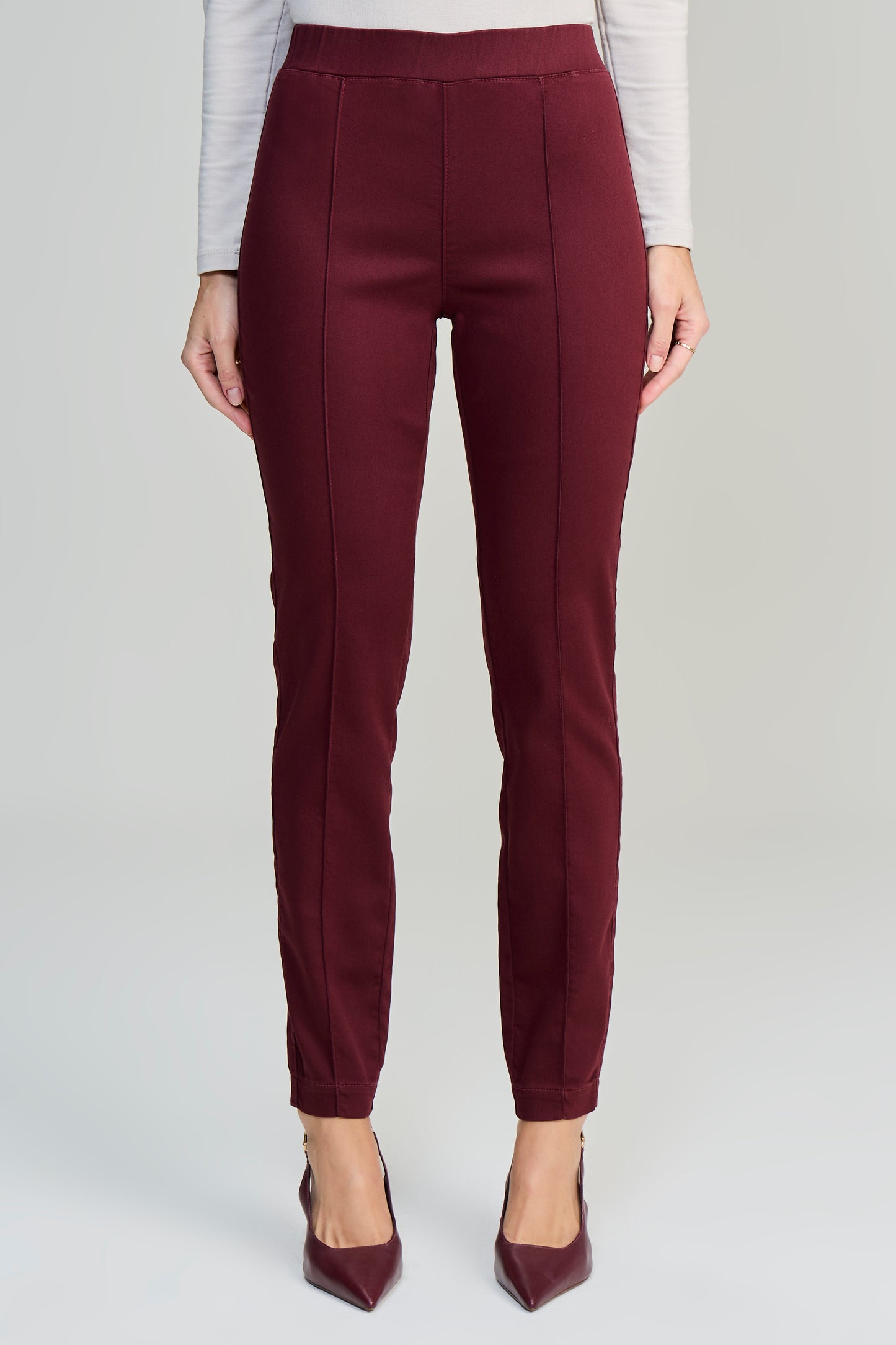 calça sarja color jegging cintura intermediária básica