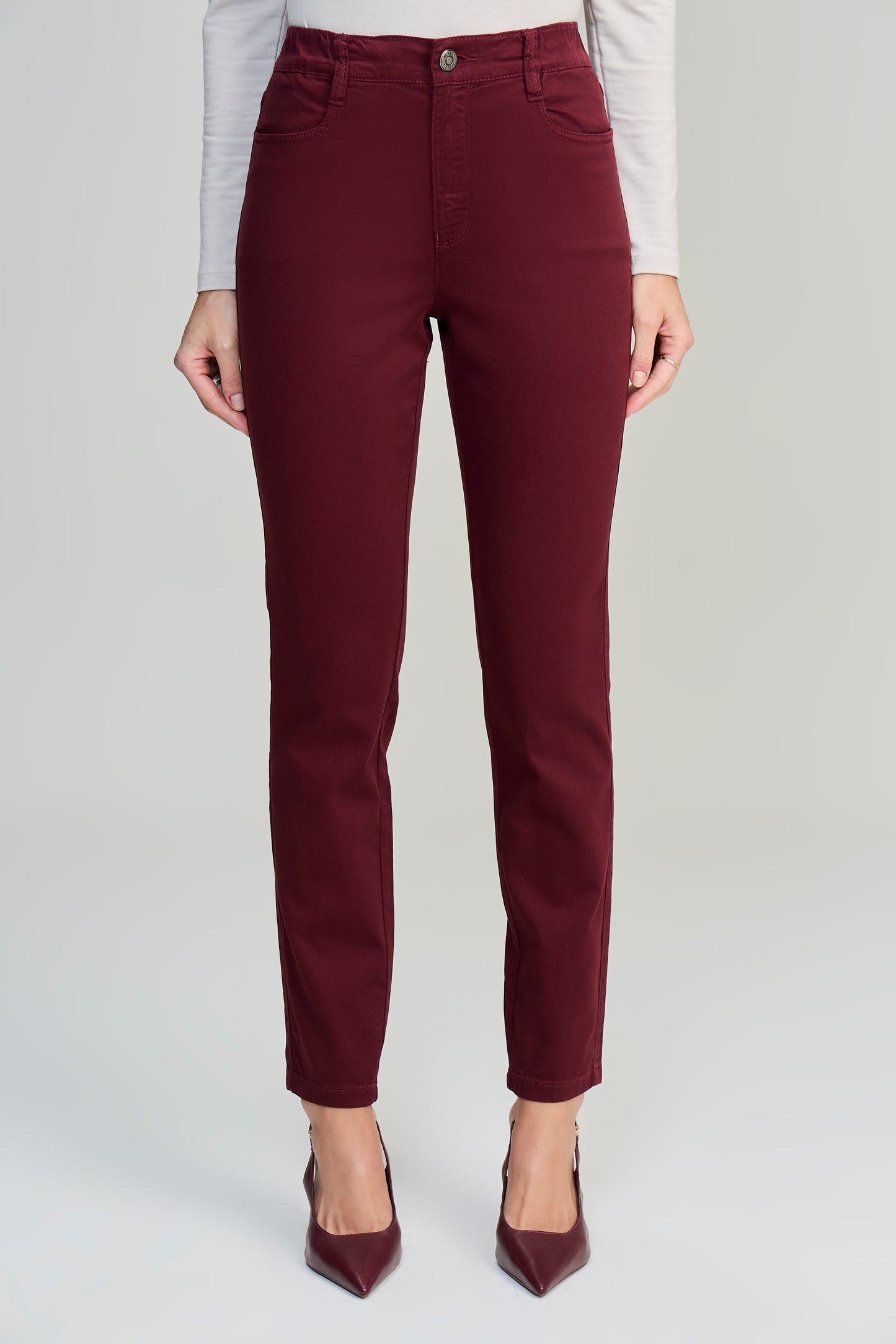calça malha color skinny cintura intermediária com elástico