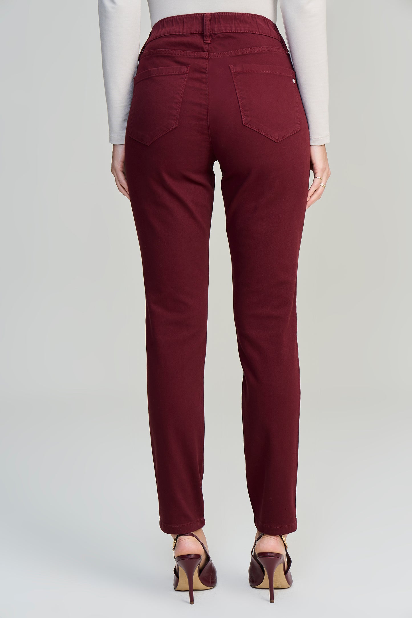 calça malha color skinny cintura intermediária com elástico