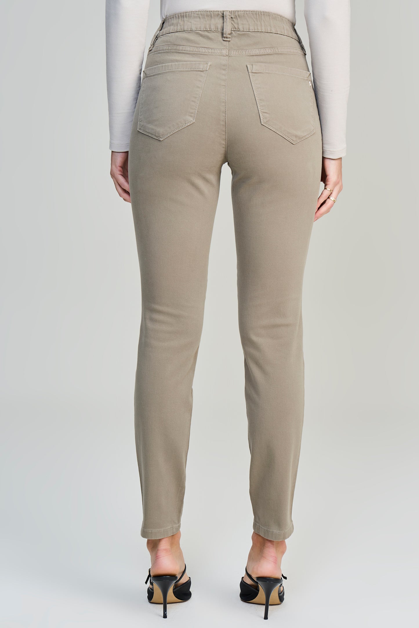 calça malha color skinny cintura intermediária com elástico