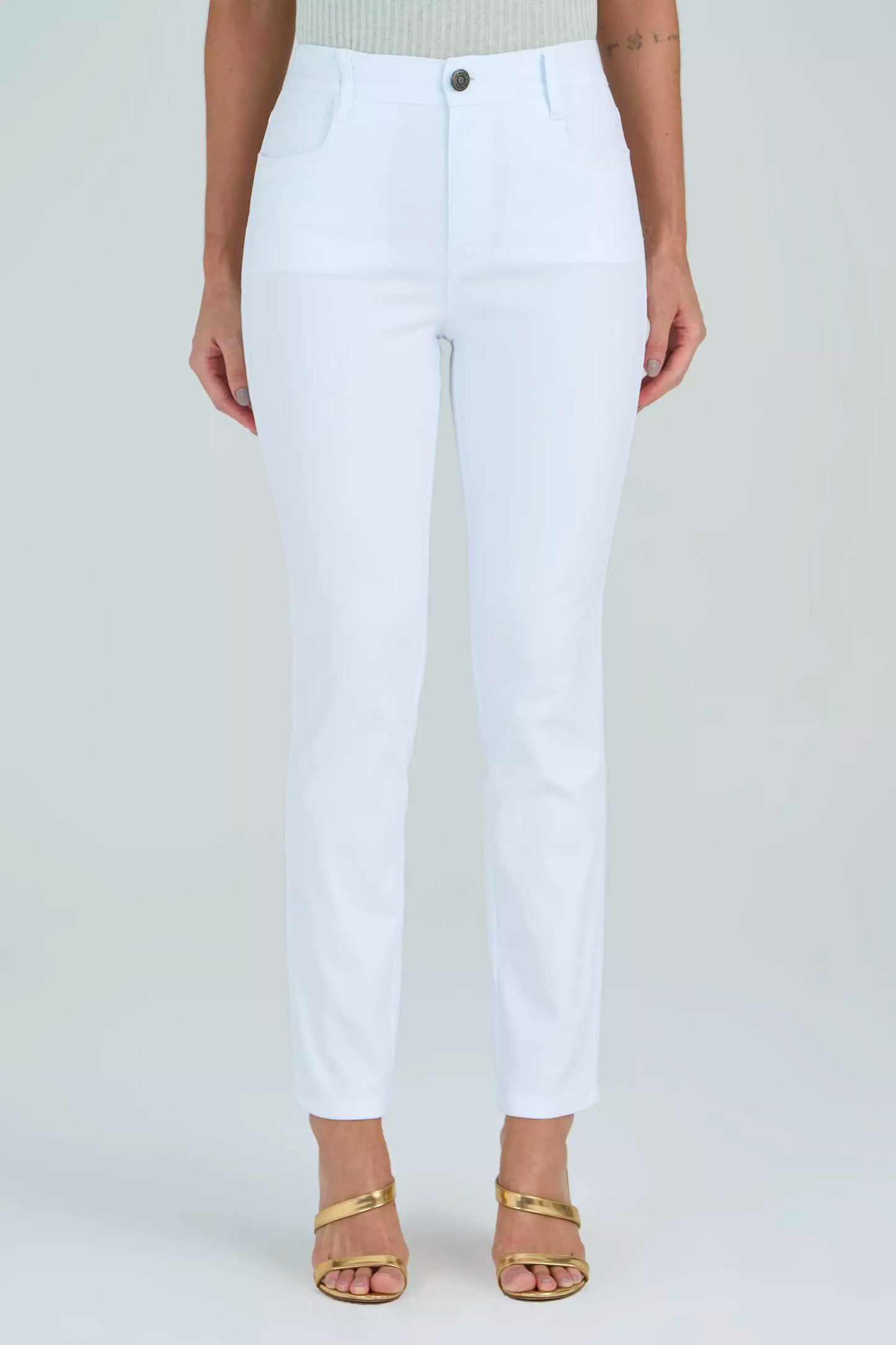 calça malha color skinny cintura intermediária com elástico
