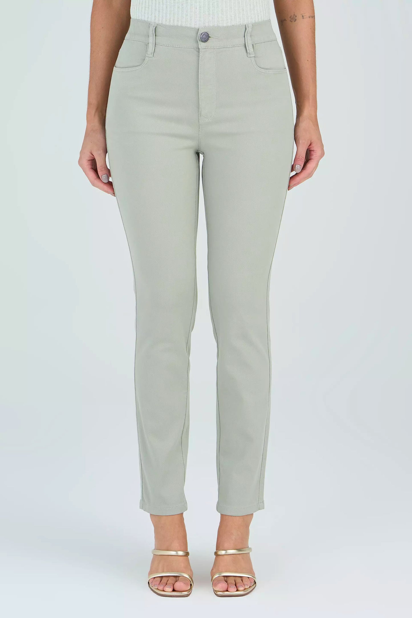 calça malha color skinny cintura intermediária com elástico