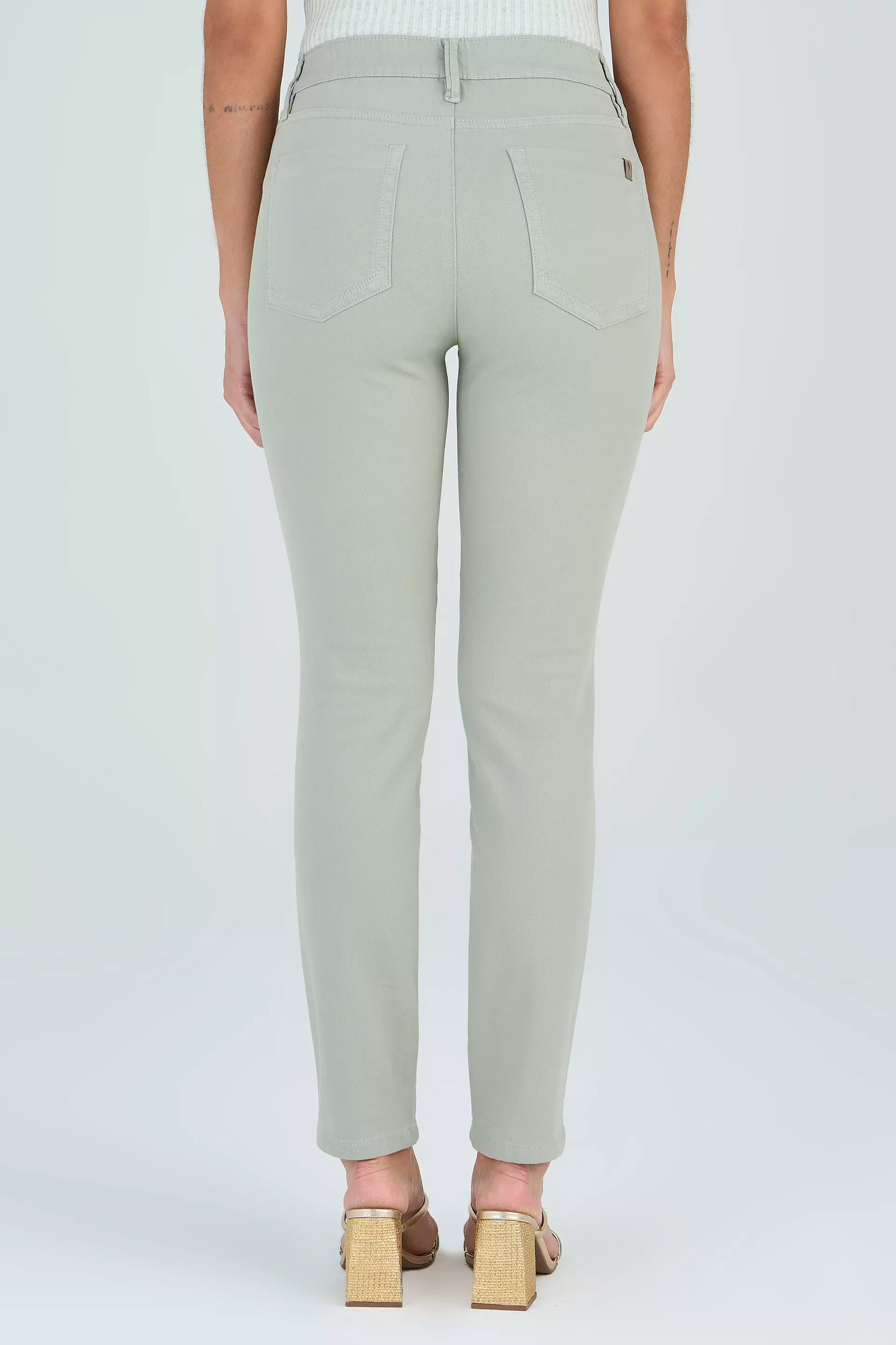 calça malha color skinny cintura intermediária com elástico