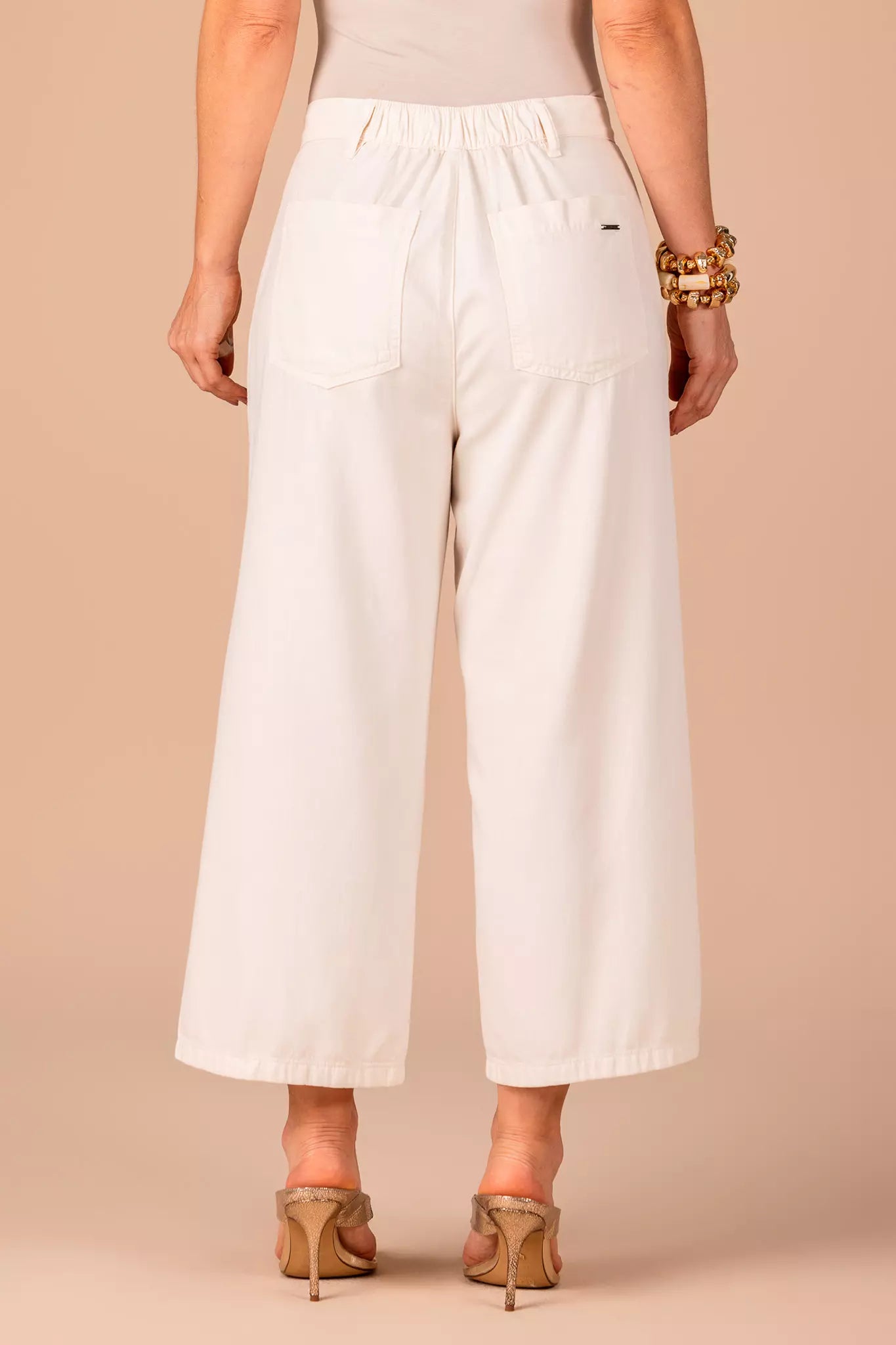 calça sarja pantacourt cintura intermediária cós de elástico