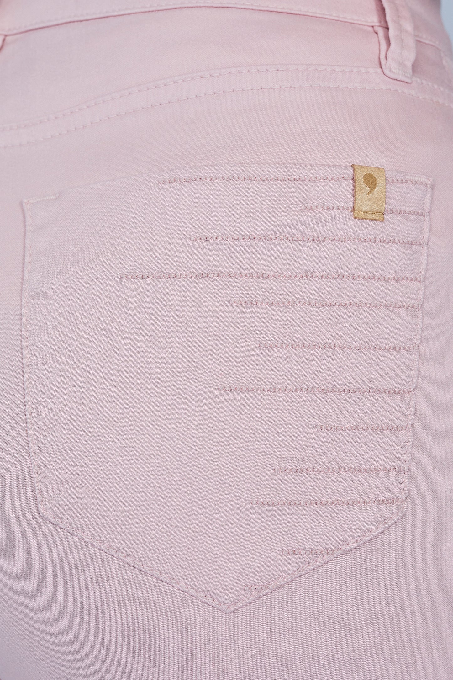 bermuda sarja midi cintura intermediária com detalhe pespontos bordados