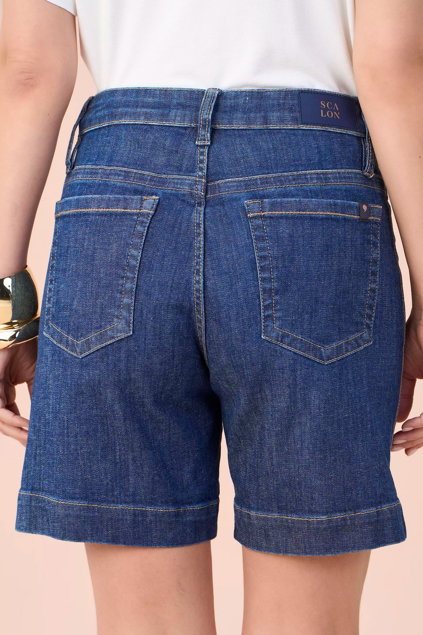 bermuda jeans midi cintura intermedíaria tradicional
