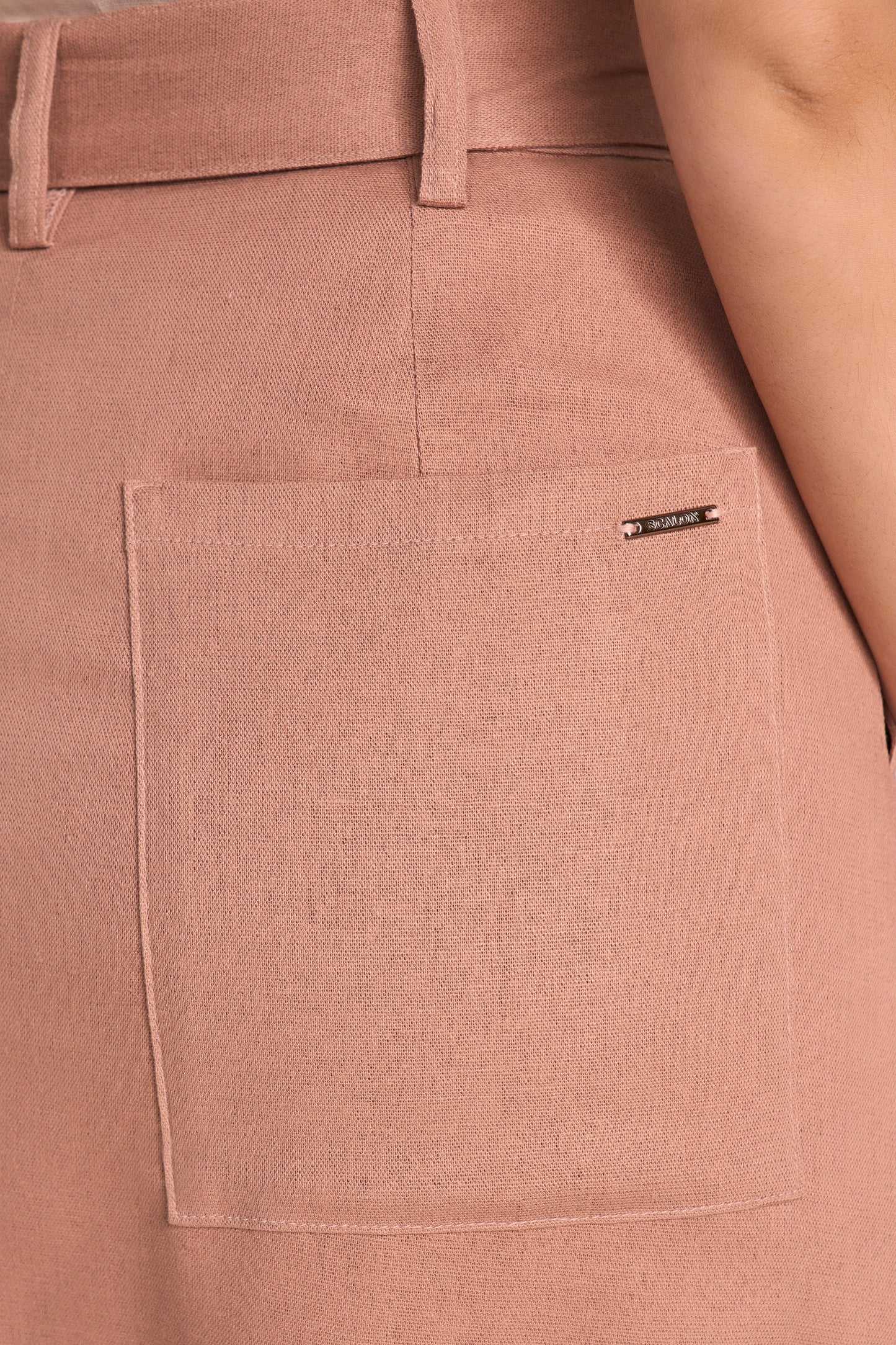 Saia Viscose Midi Cintura Intermediária com Faixa