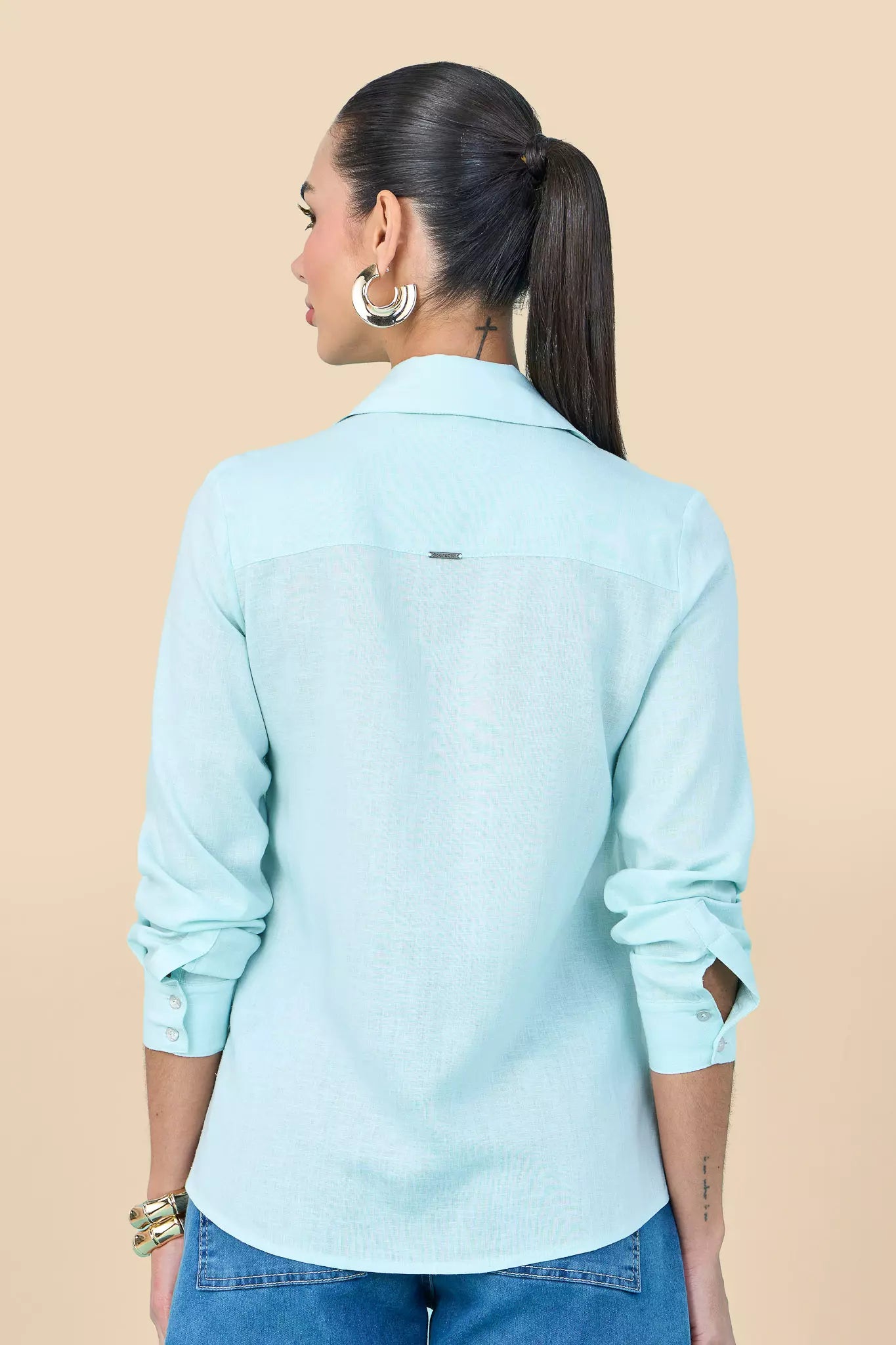 camisa viscose manga longa tradicional