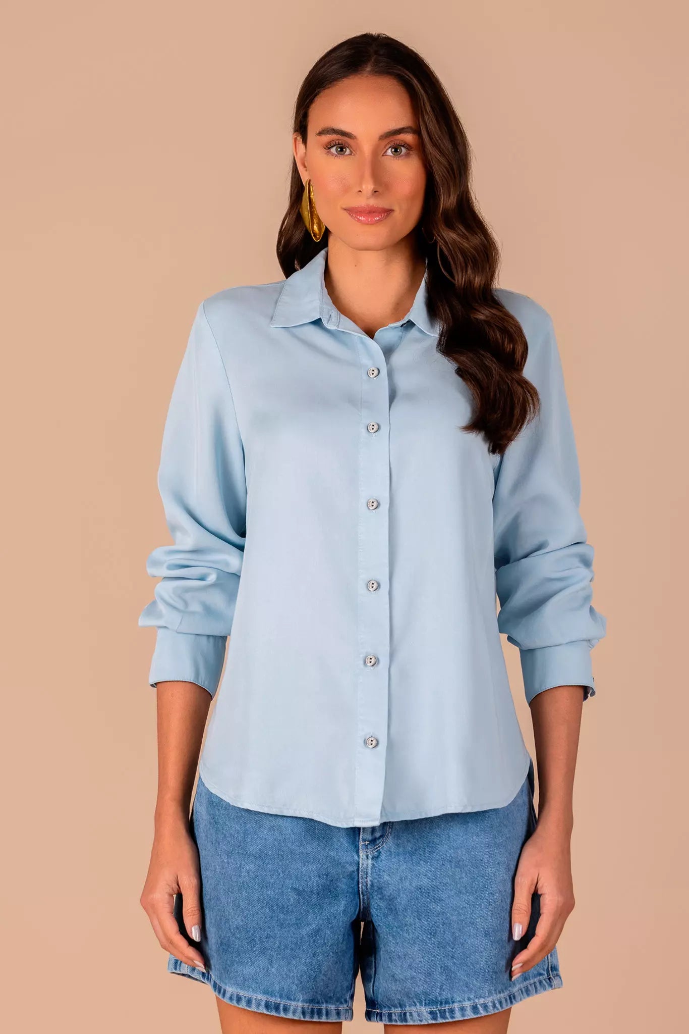 camisa sarja manga longa tradicional