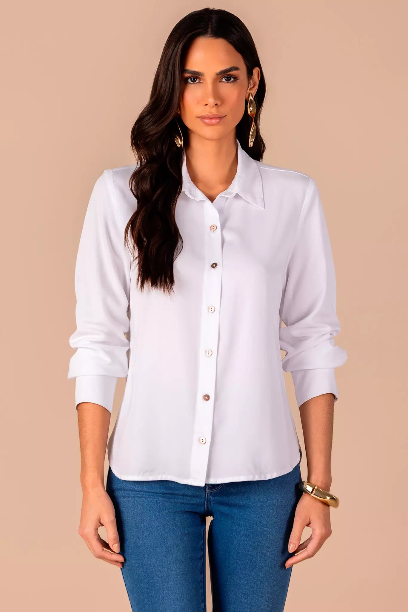 camisa sarja manga longa tradicional