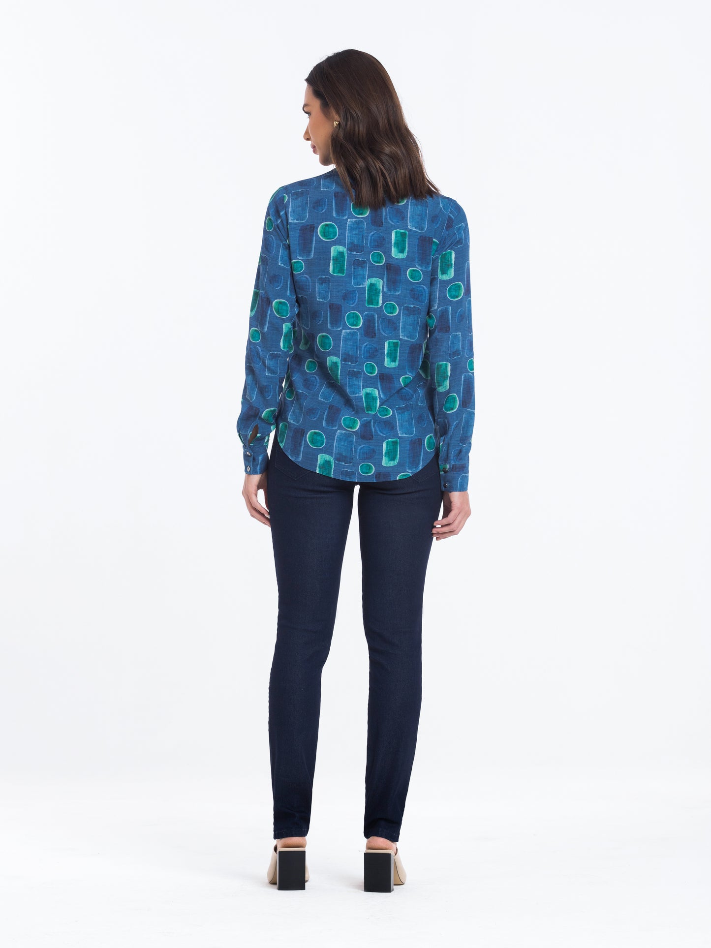camisa viscose manga longa estampada