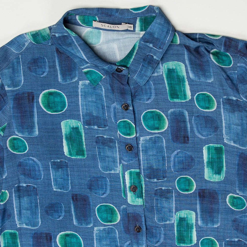 camisa viscose manga longa estampada