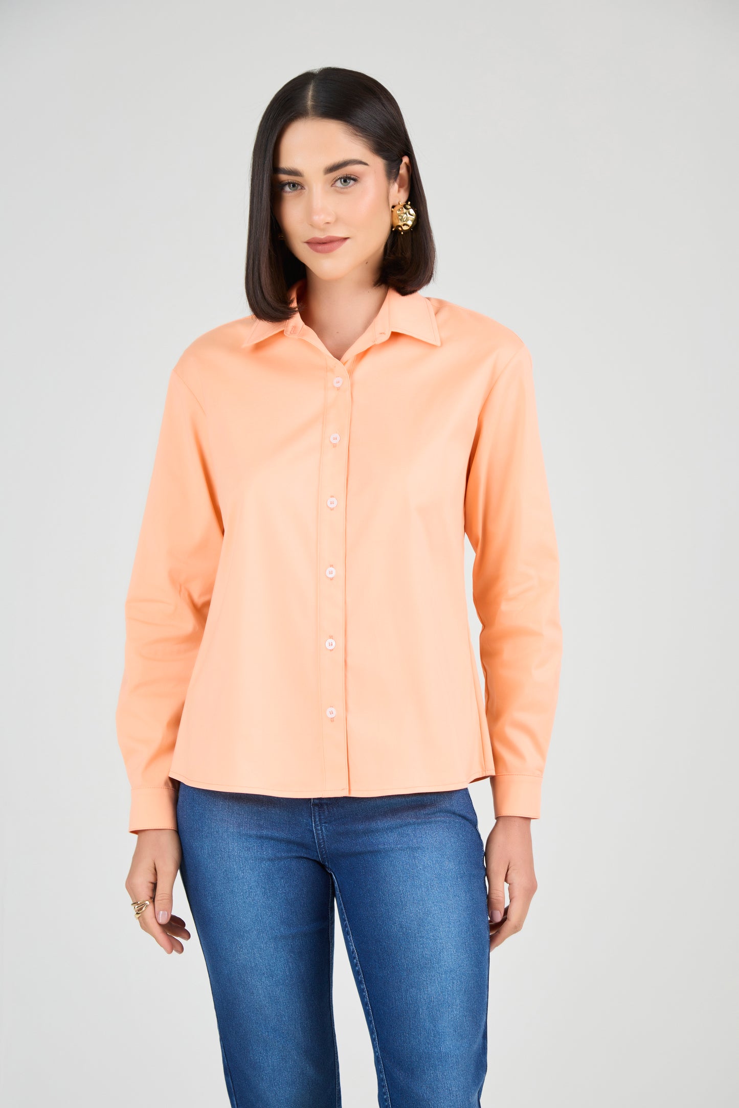camisa tricoline manga longa color