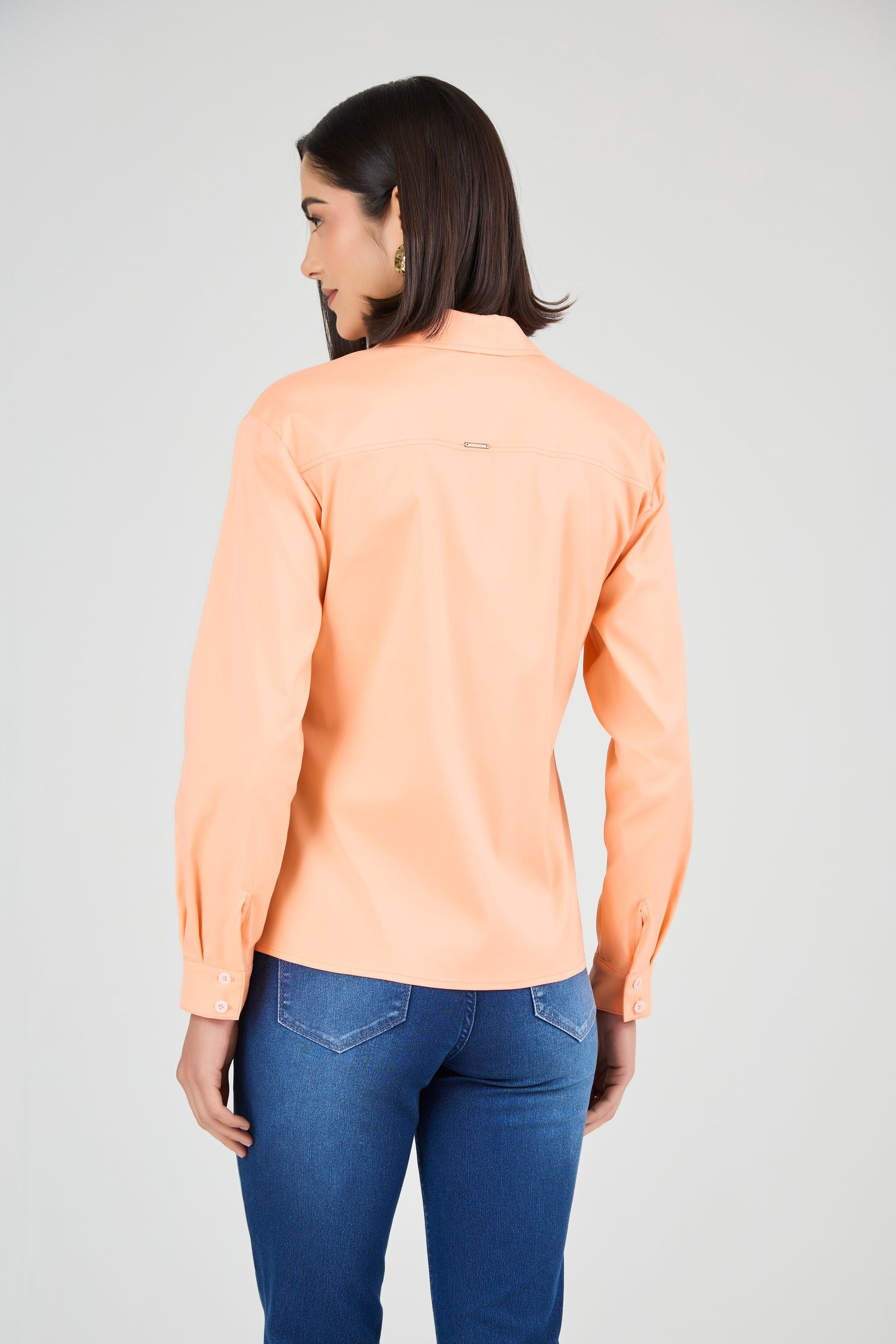 camisa tricoline manga longa color