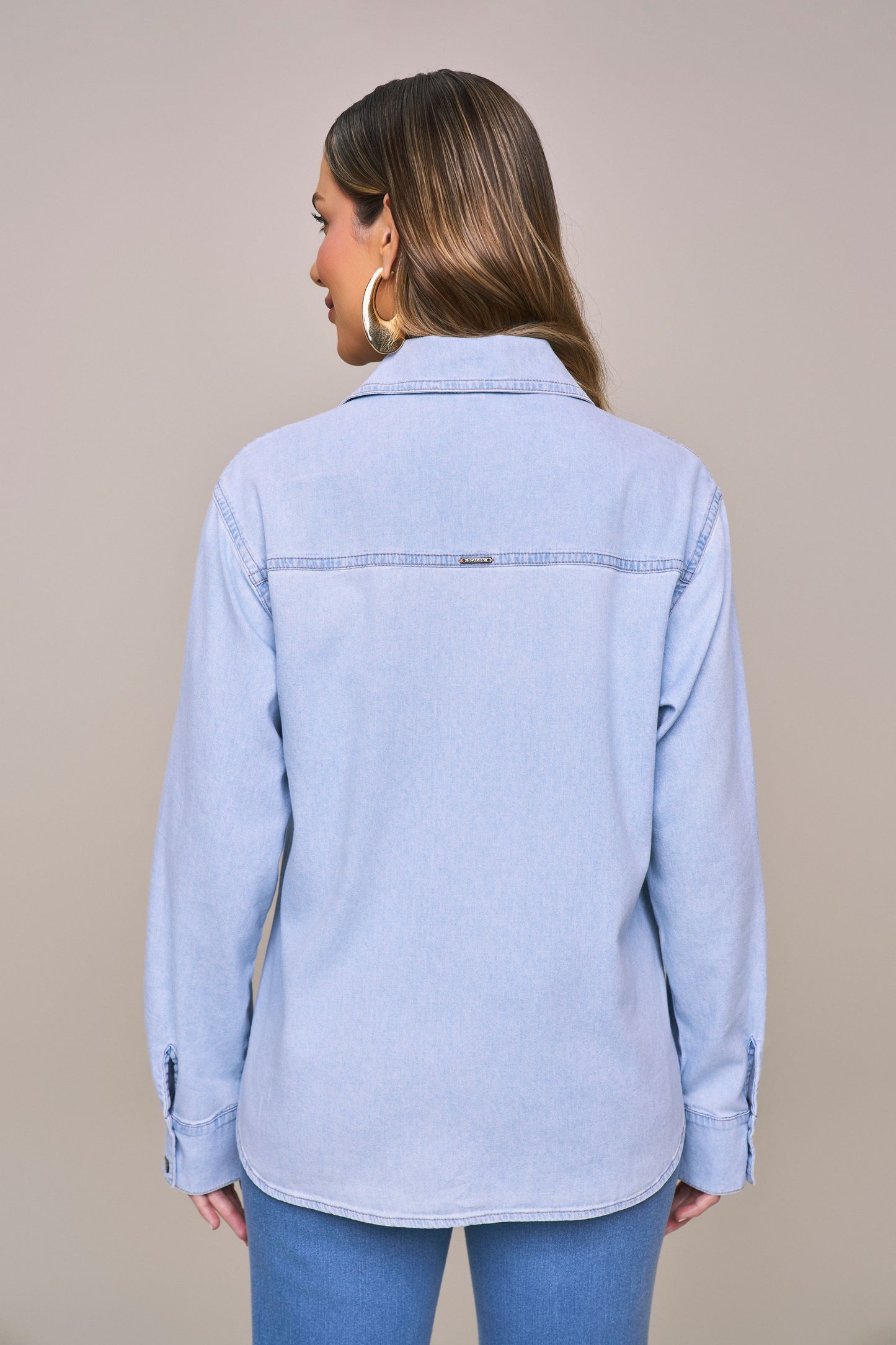 camisa jeans manga longa tradicional