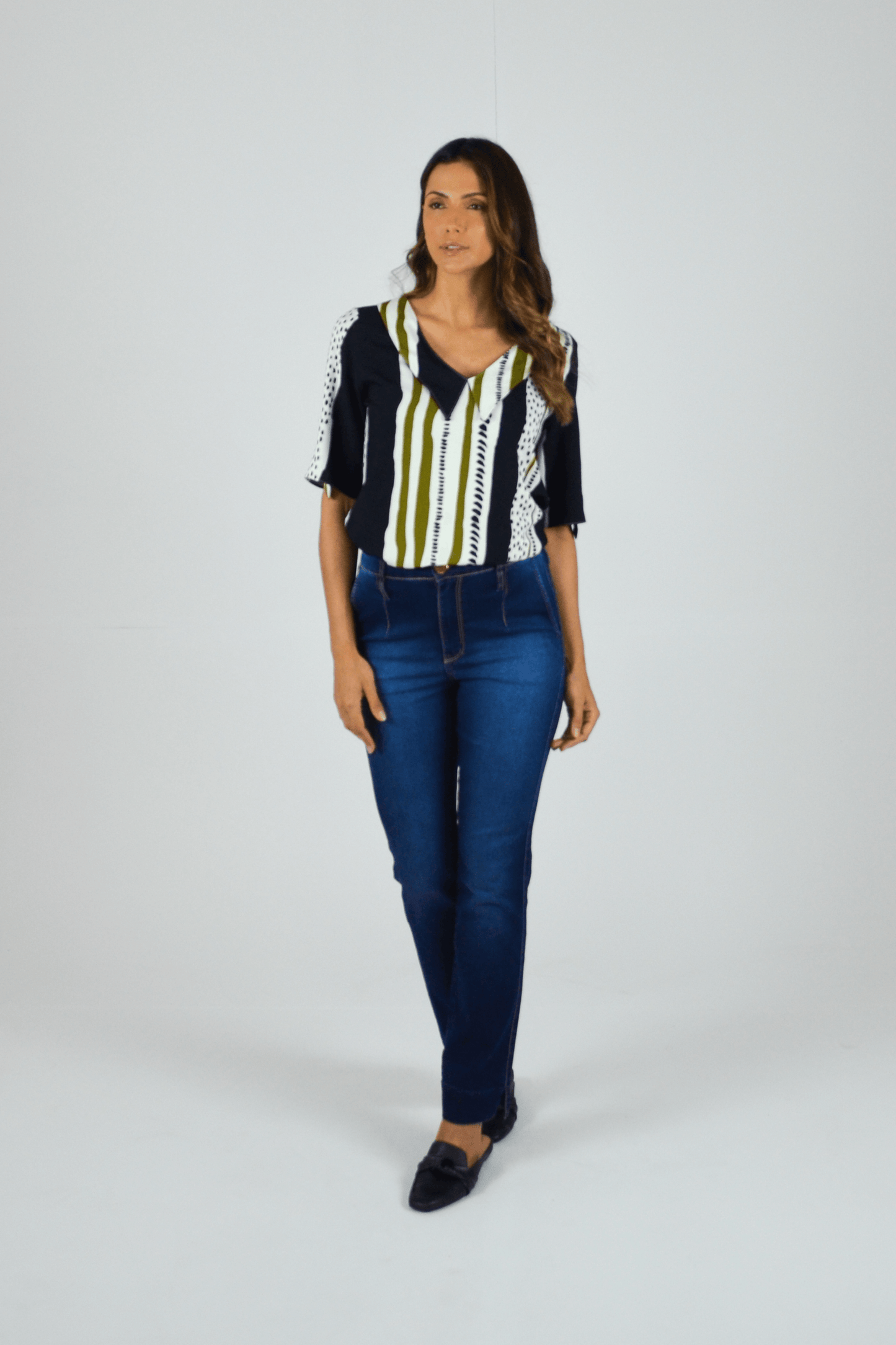 blusa viscose manga curta estampada