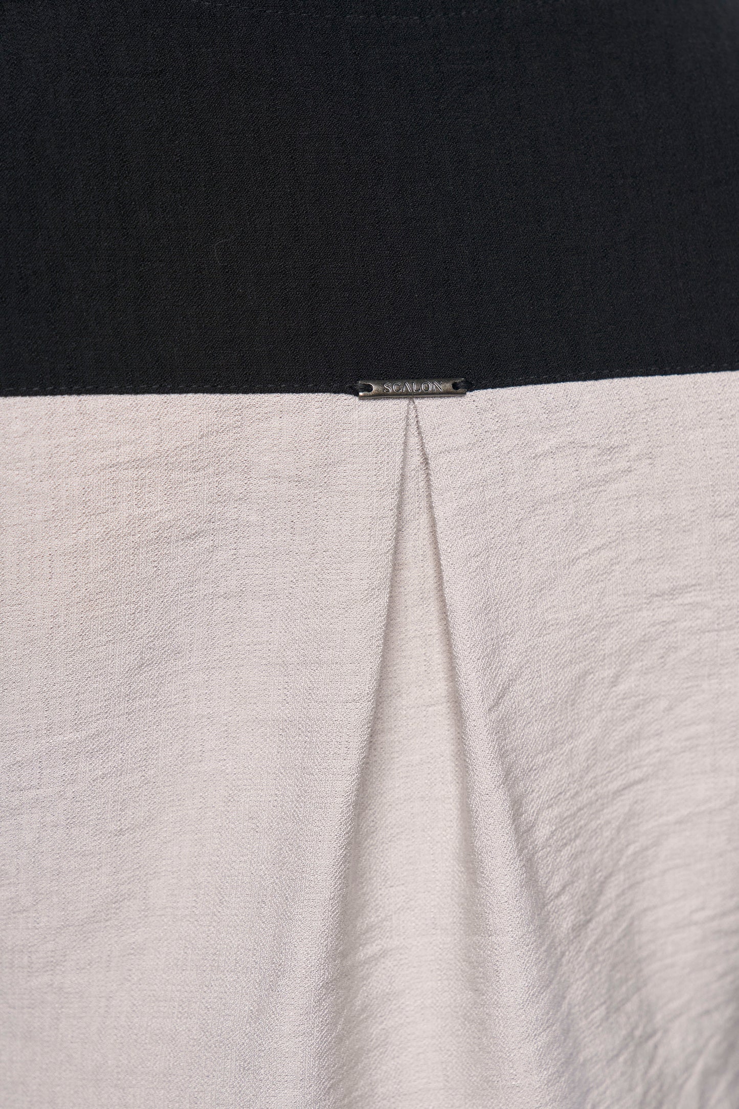 blusa viscose manga longa com mix de tecidos