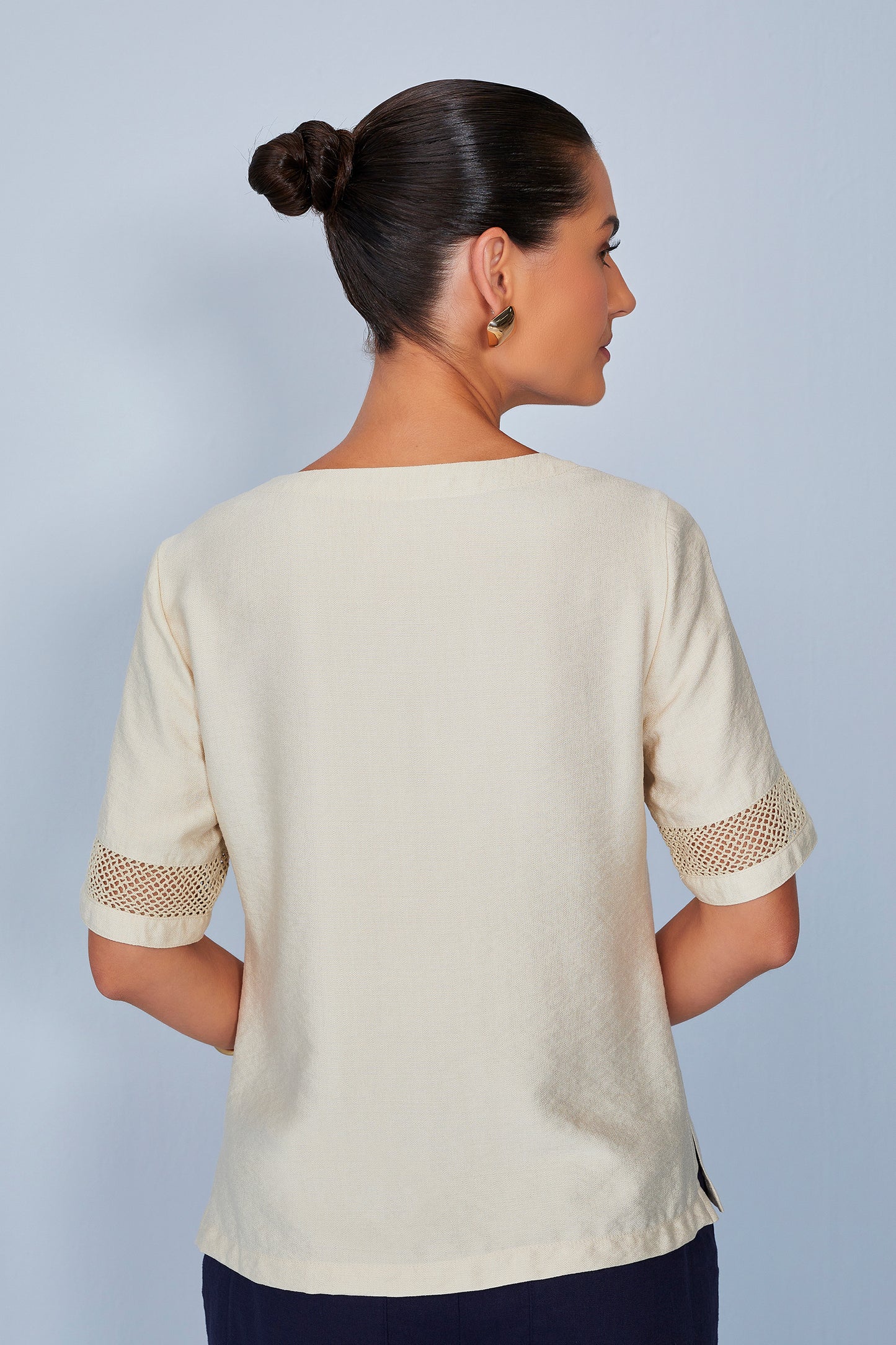 blusa viscose manga curta com entremeio
