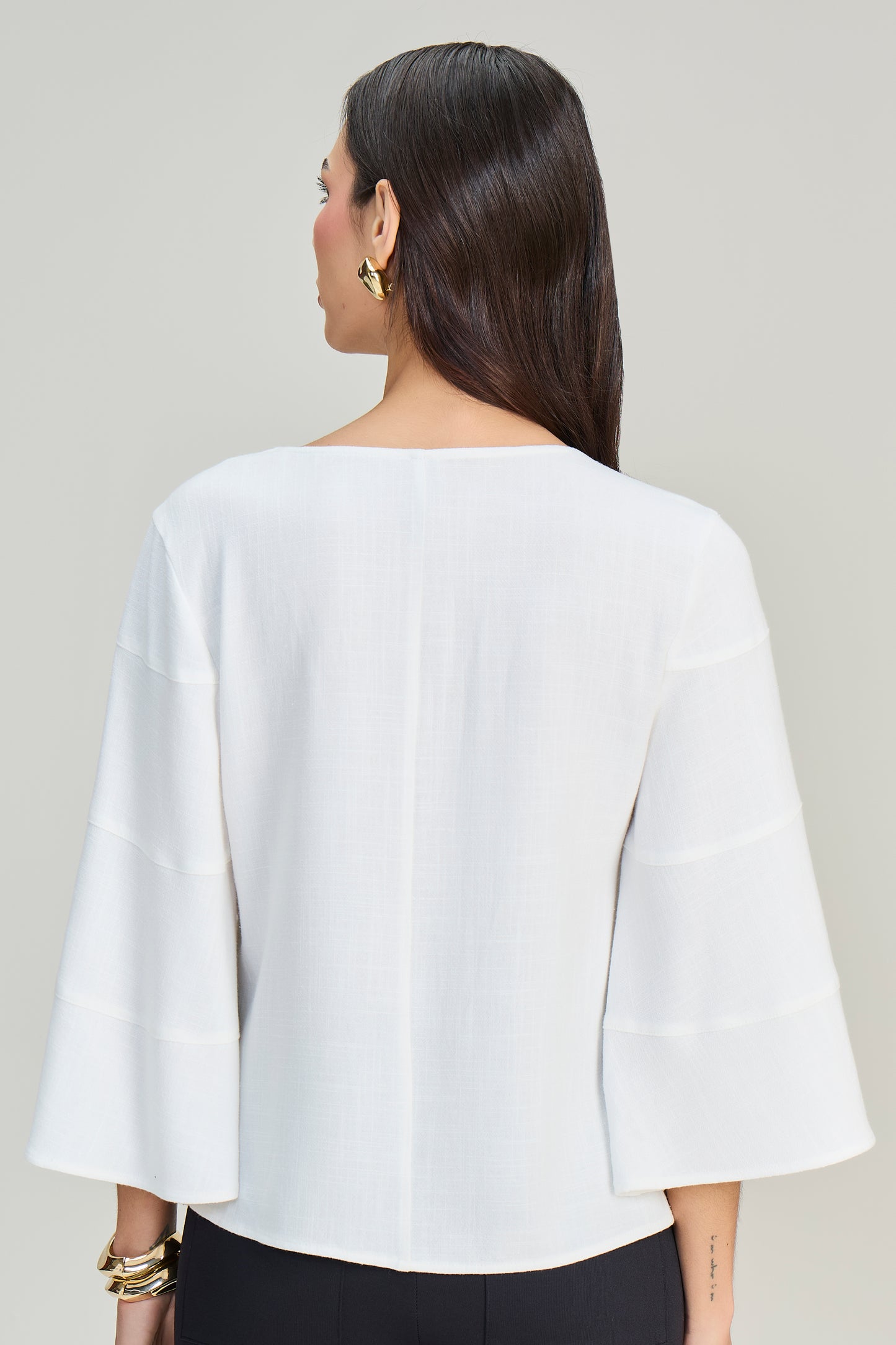 blusa viscose manga 3/4 com recortes