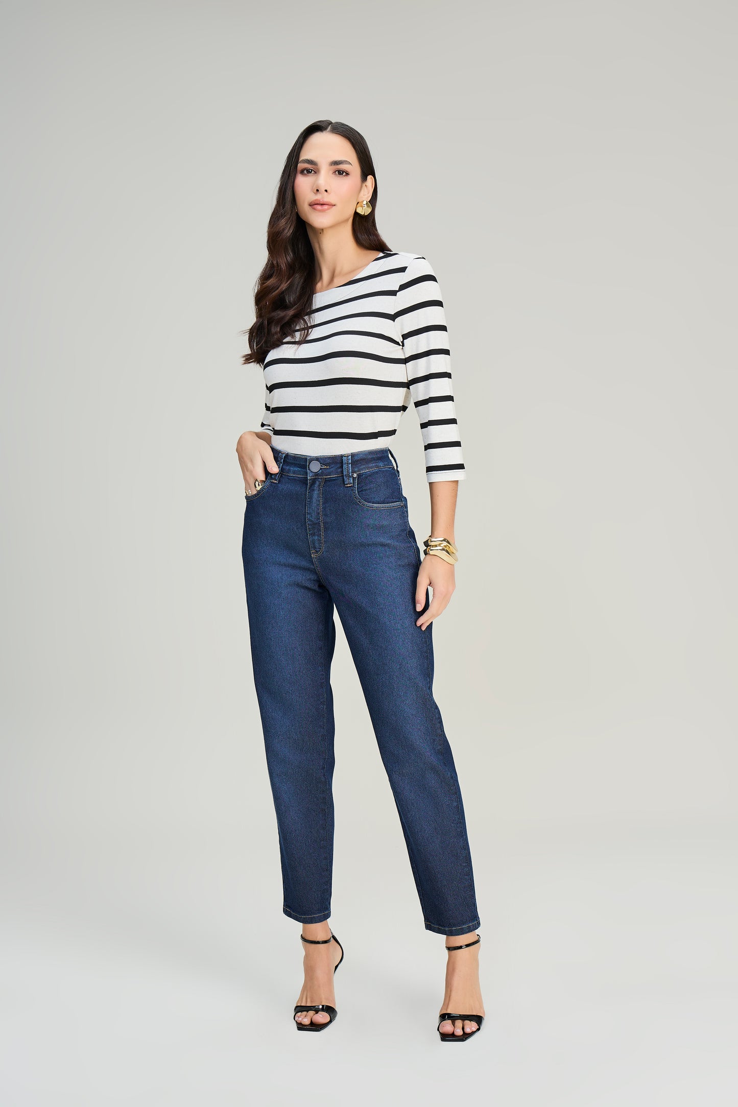 blusa malha manga 3/4 listrada