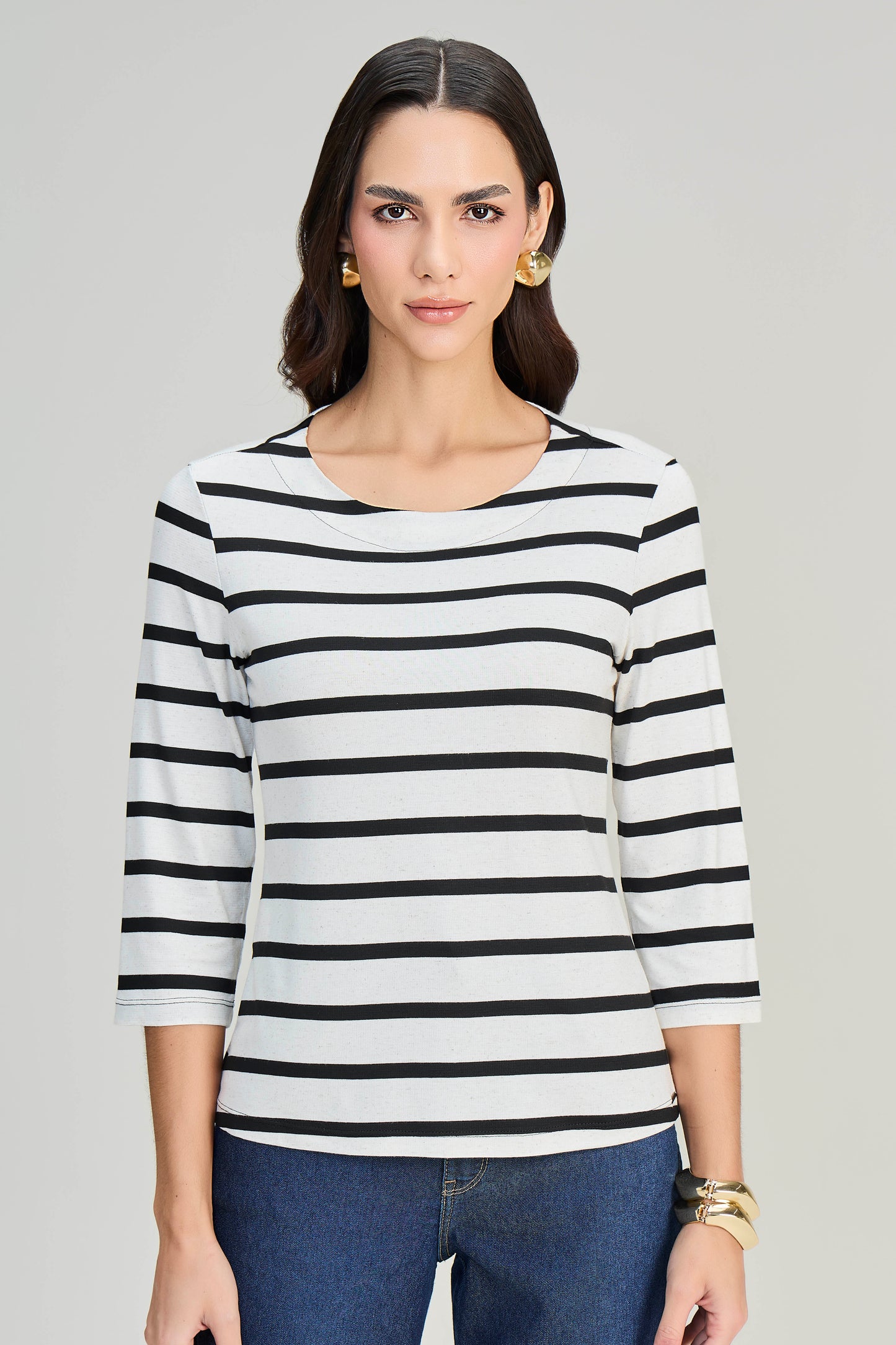 blusa malha manga 3/4 listrada