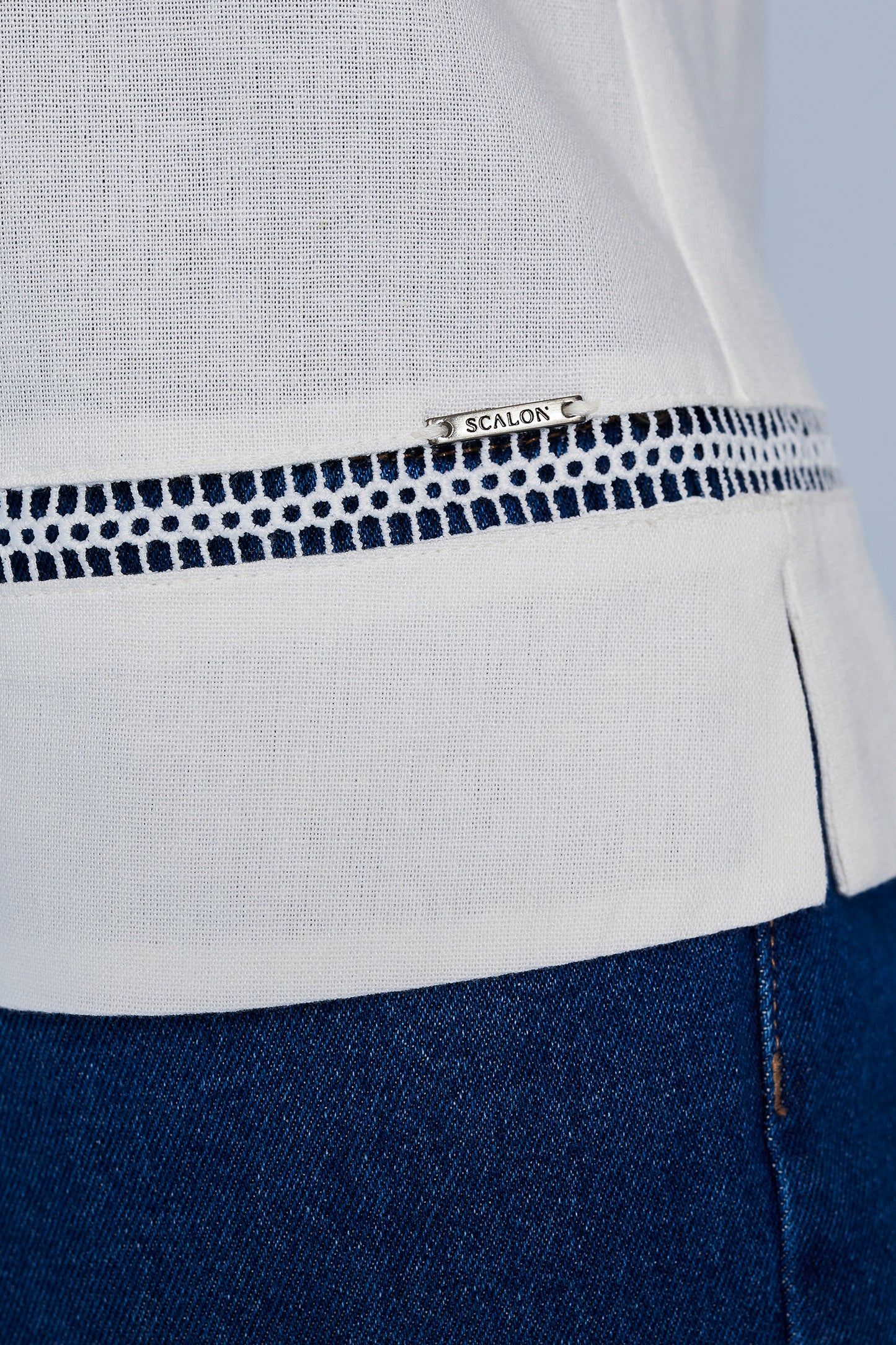 blusa viscose manga curta com entremeio