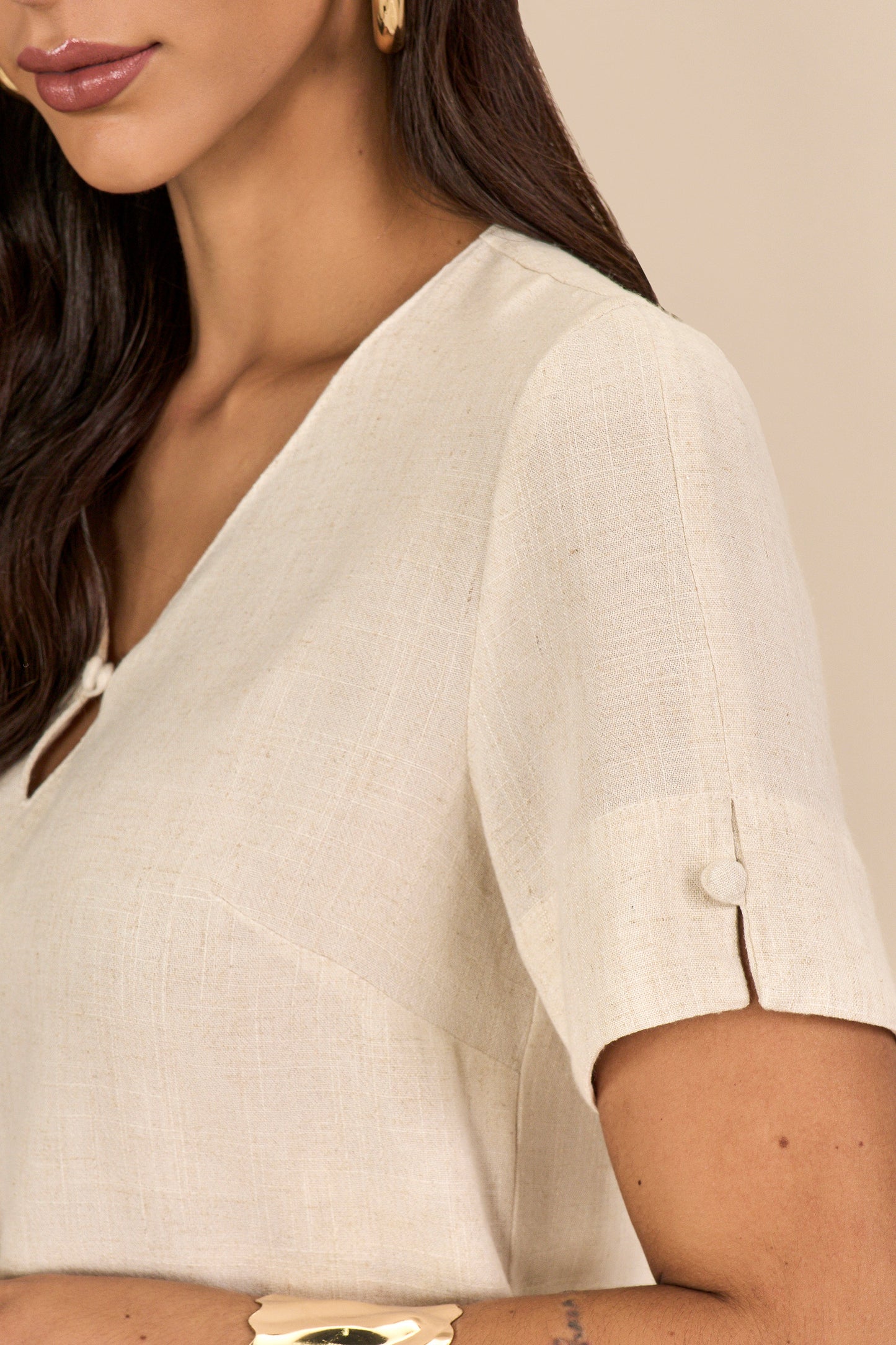 blusa viscose manga curta com abertura mangas