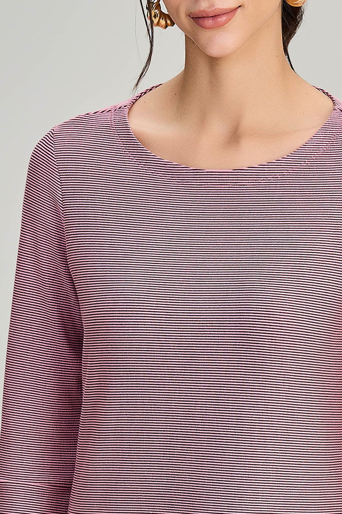 blusa malha manga 7/8 com pregas